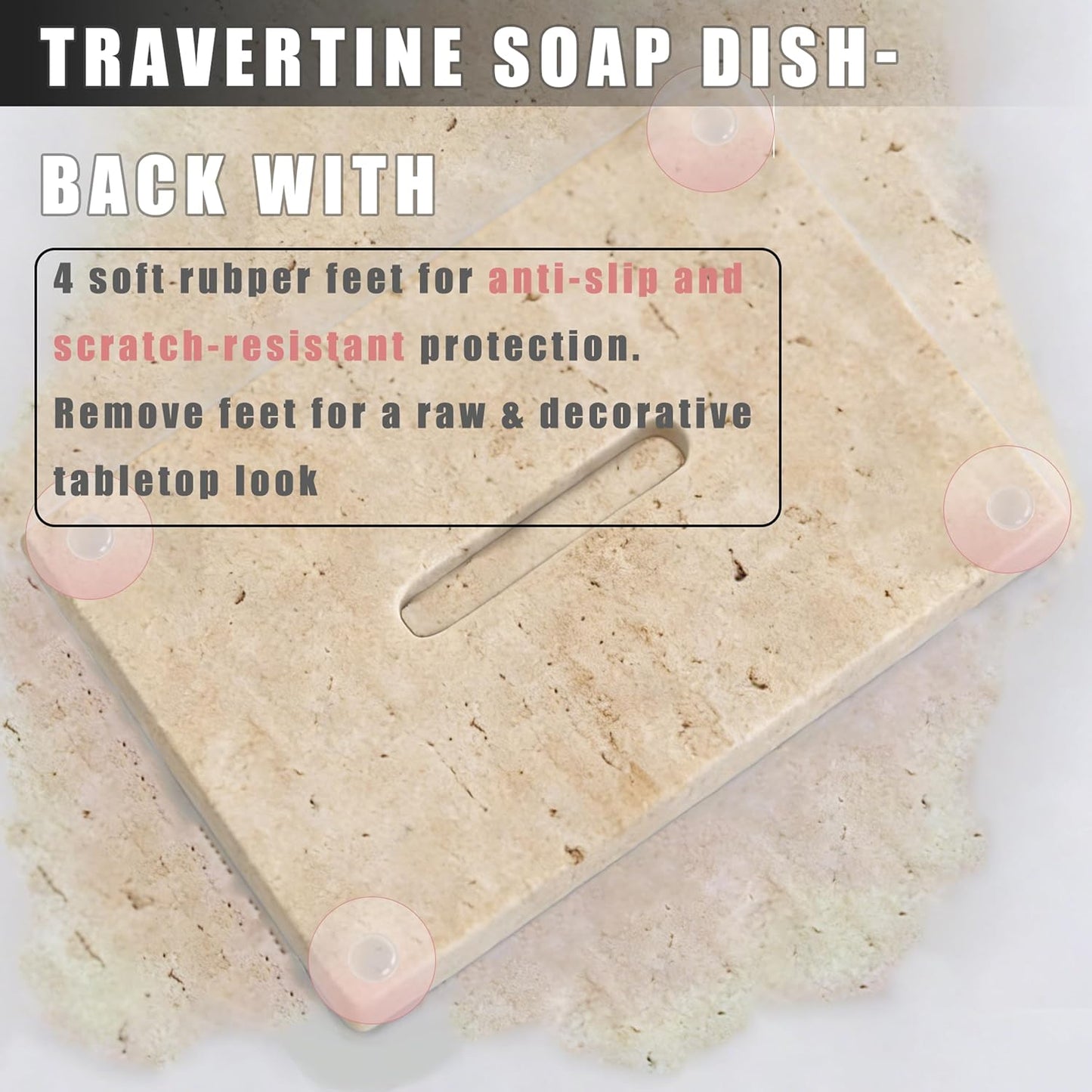 Beige Brown Stone Soap Holder for Shower / Natural