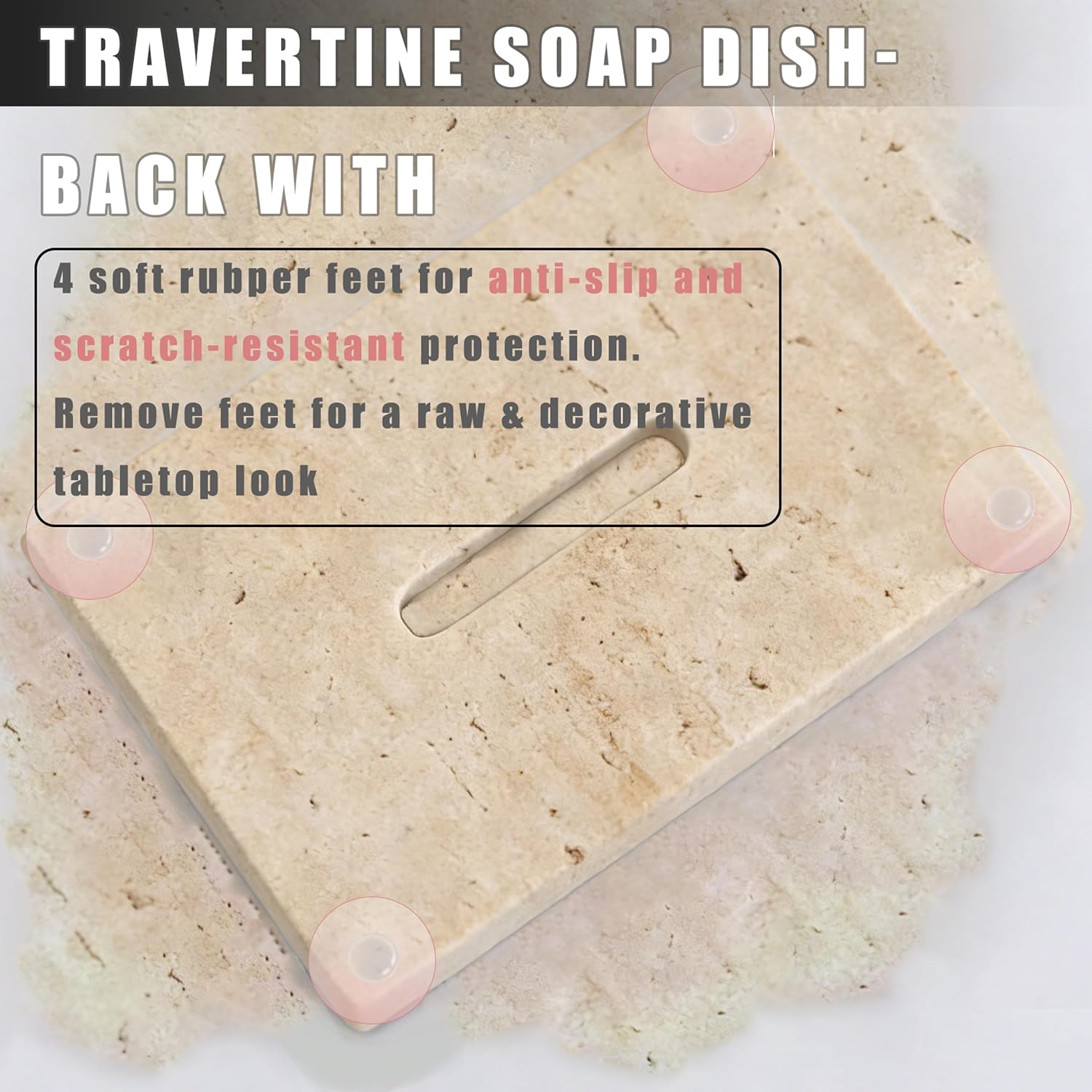 Beige Brown Stone Soap Holder for Shower / Natural