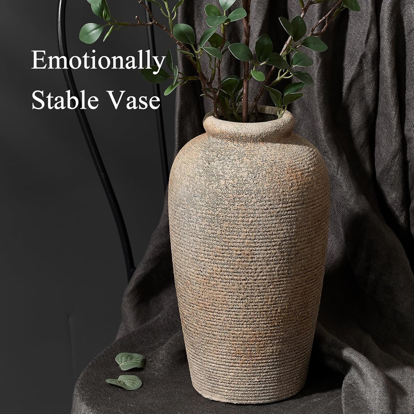 Large Ceramic Rustic Vase / Brown / 11 Inch / Set of 11