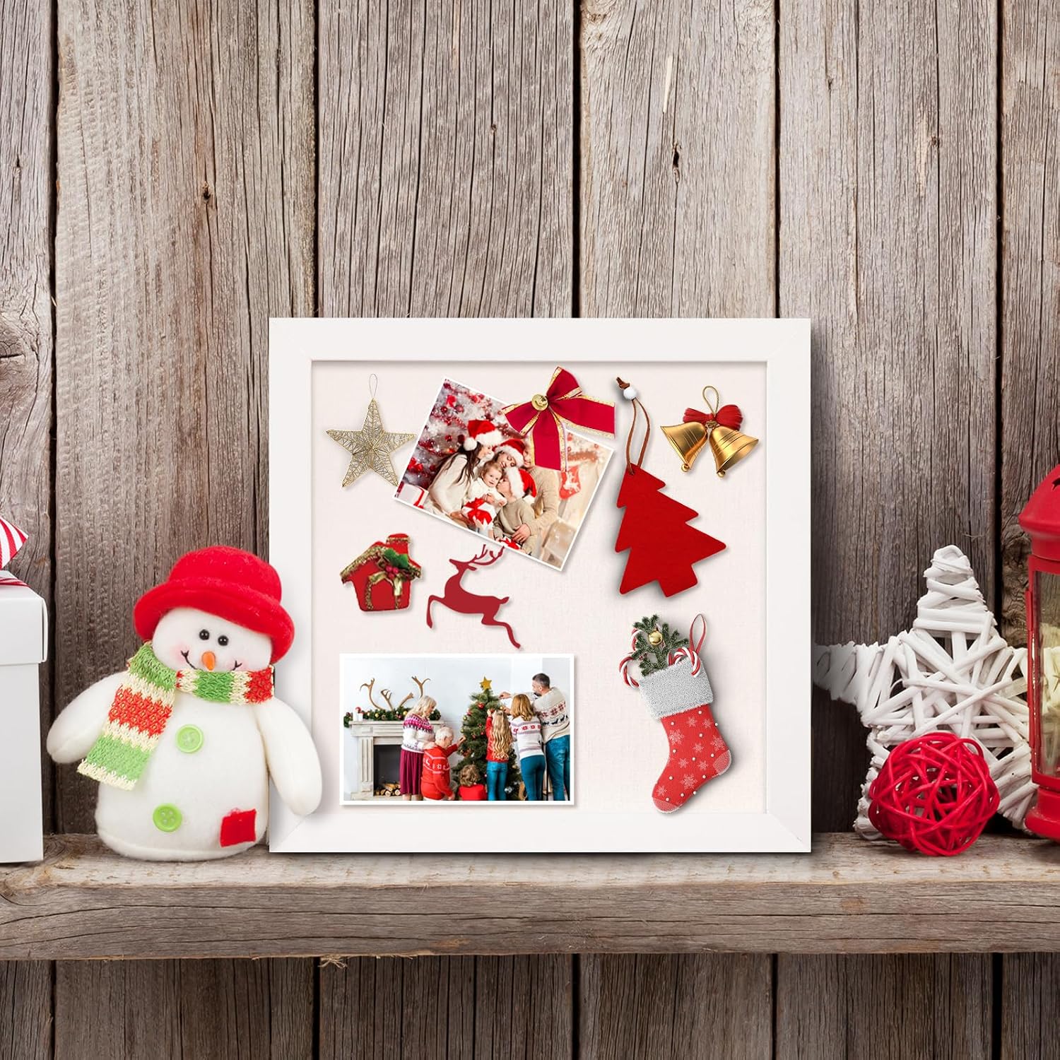 QDSSDECO 12x12 Shadow Box Frame with Linen Backboard & Real Glass, Wood Display Case, Deep Showcase to Hang The Photos
