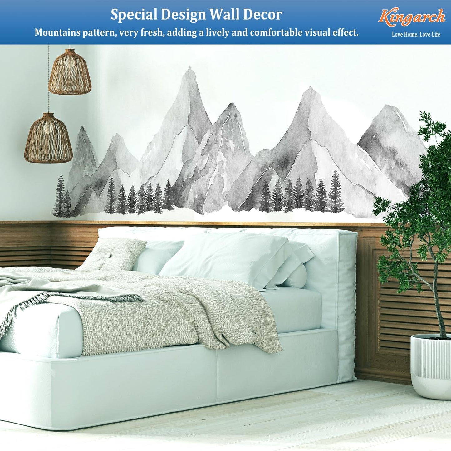 Large Mountain Wall Decals / Gray