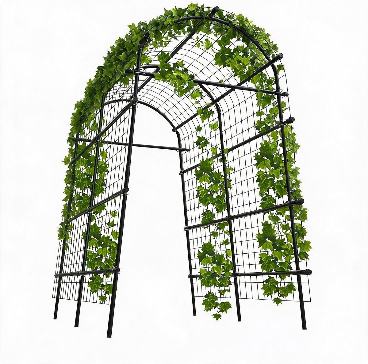 Metal Garden Arch Trellis, 7.6Ft Black for Raised Beds, Plant Support for Cucumbers & Climbing Vegetables with 9