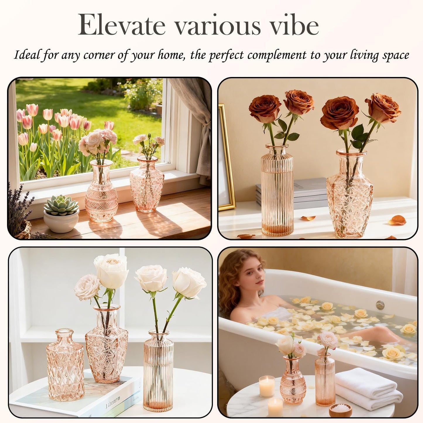 Clear Glass Bud Vase Pcs / Amber Gold / Set of 12