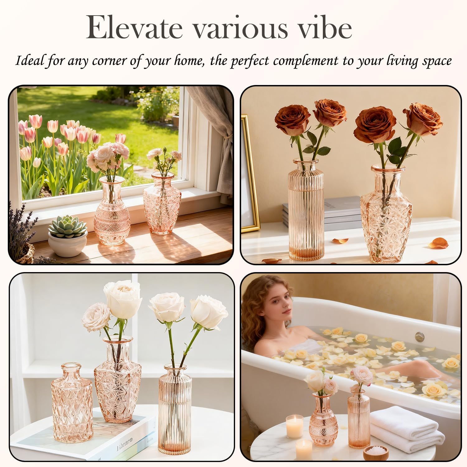 Clear Glass Bud Vase Pcs / Amber Gold / Set of 12