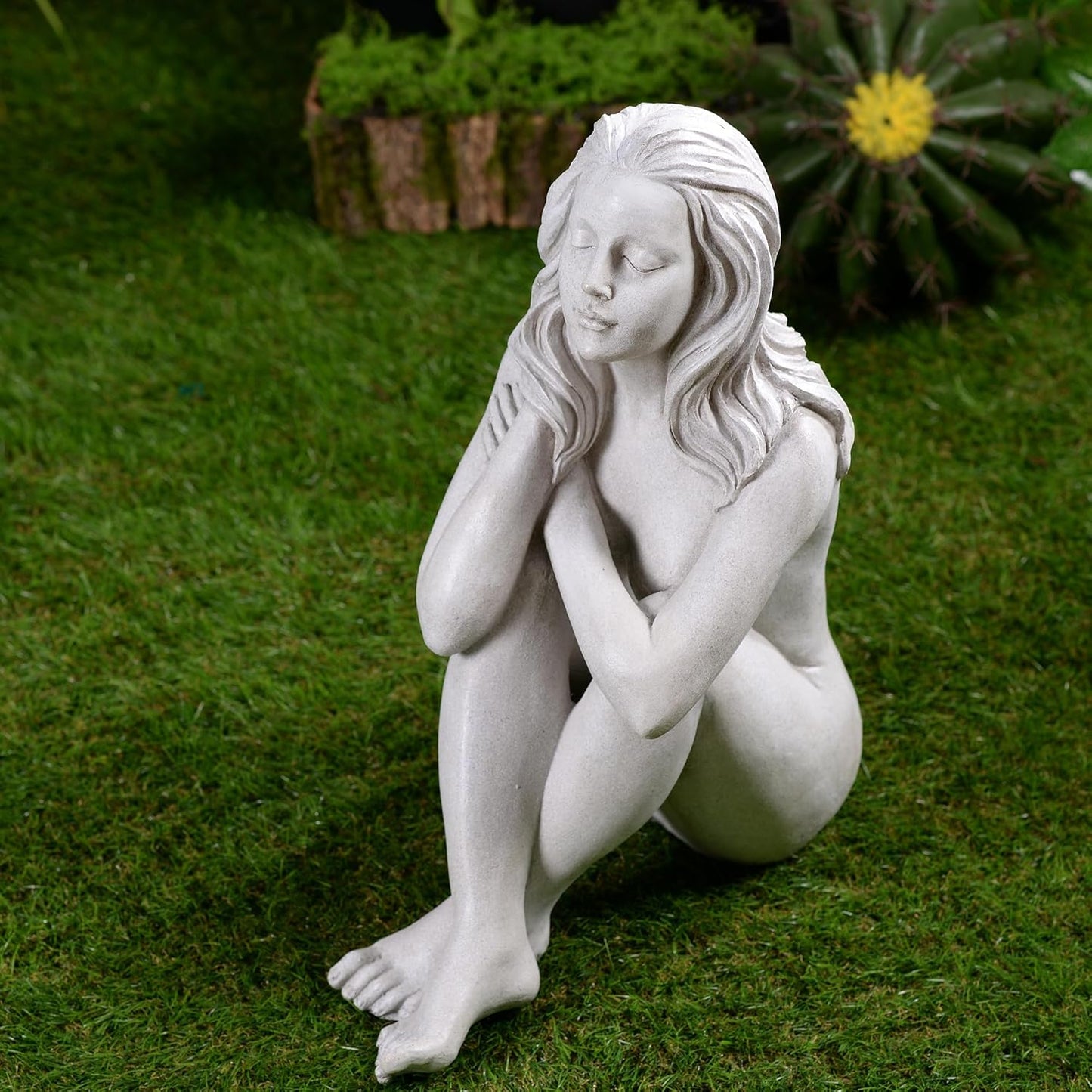 Thinking Lady Sculpture Resin Garden Statue