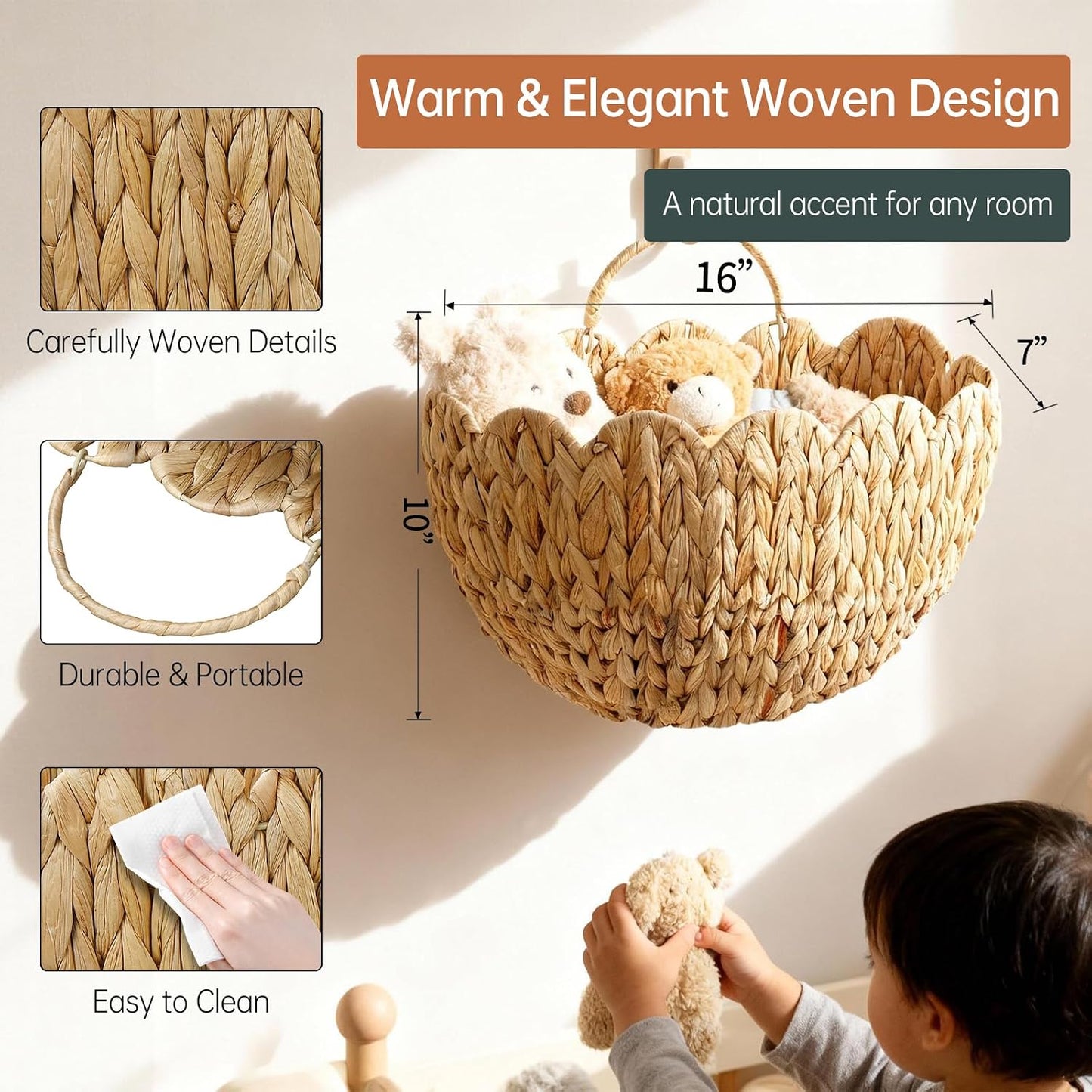 Scalloped Wall Basket / Water Hyacinth