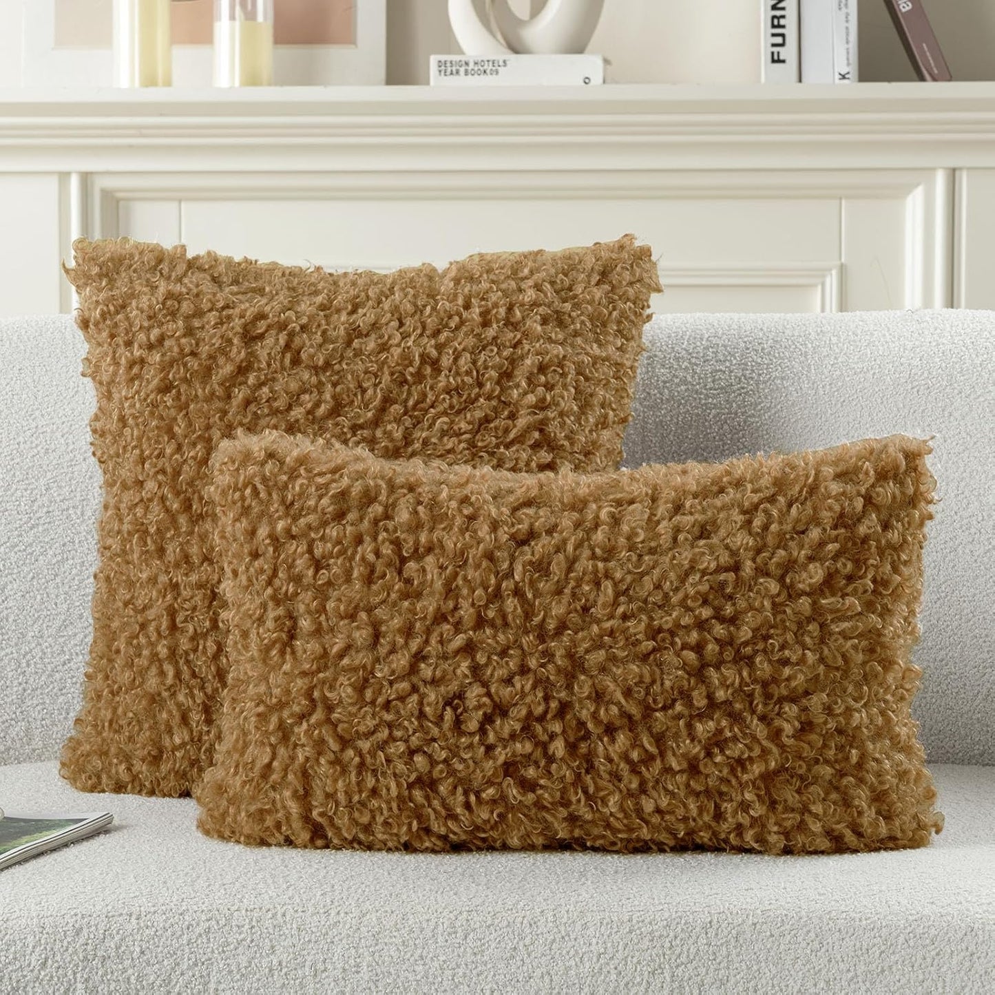 Decorative Throw Pillow Covers / Camel / 18 x 18 / Set of 2