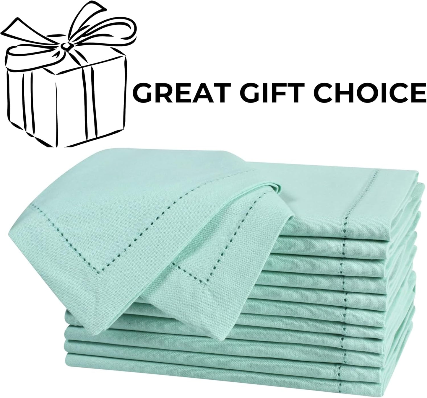 Bedding Craft Cotton Cloth Dinner Napkins Set of 12 – 18x18 Bird Egg Gray Hemstitched – Machine Washable Fabric Napkins