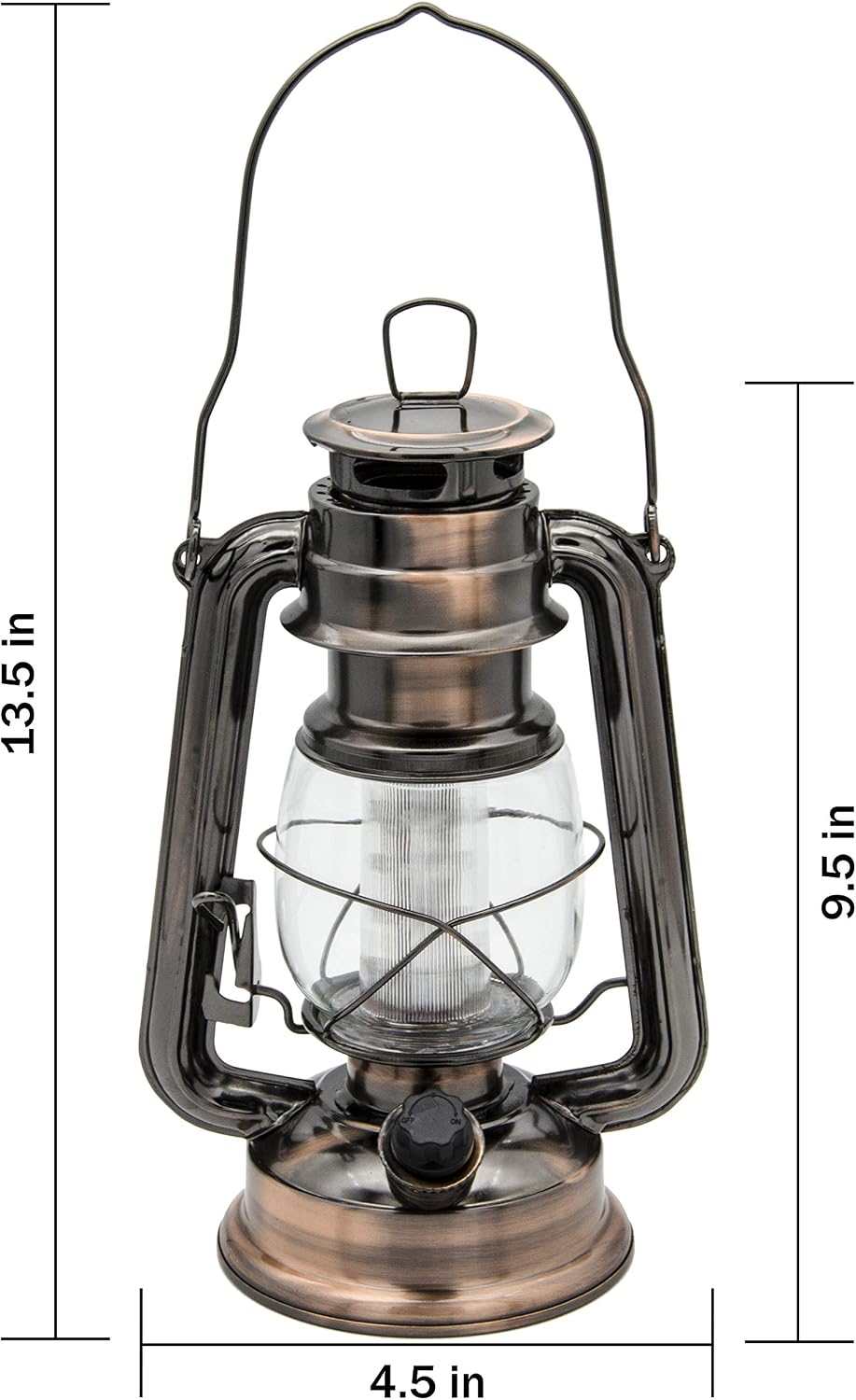 YAKii LED Vintage Lantern Metal Hanging Hurricane 12 LED Dimmer Switch Warm White Battery Operated Power Outage Indoor