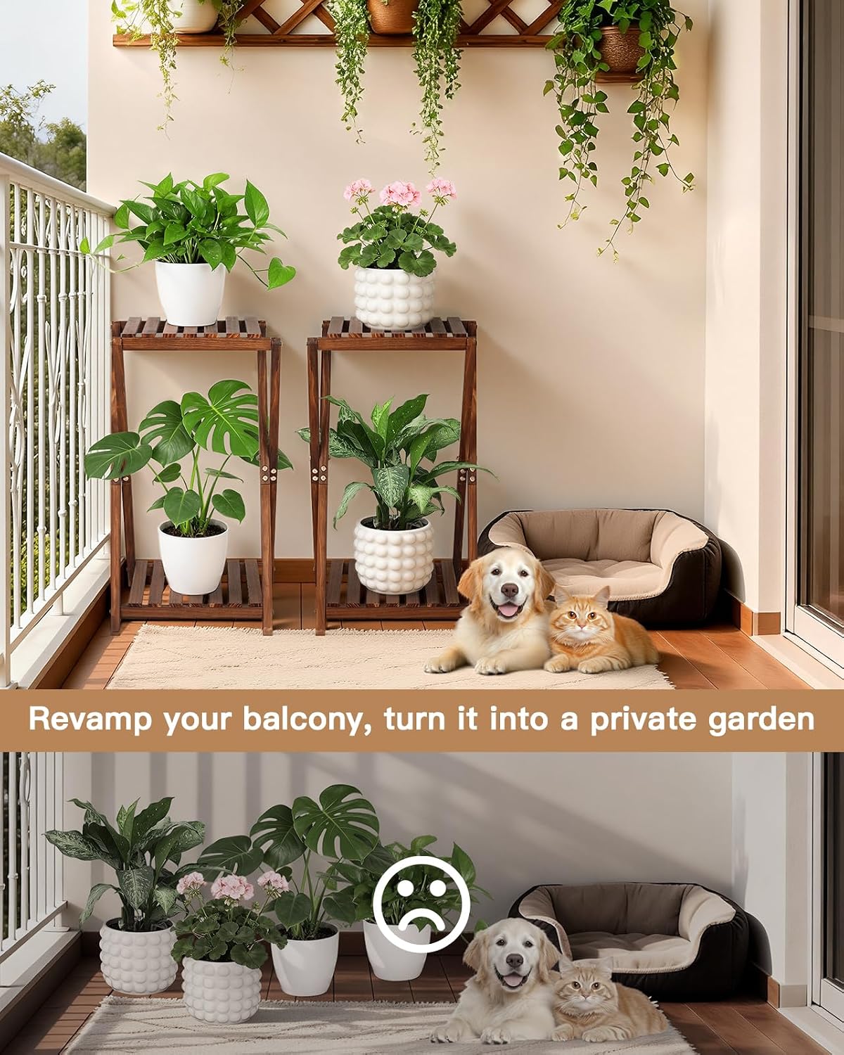 Wood Tiered Plant Stand Indoor,Corner Plant Shelf for Indoor Plants | Rustic Flower Pot Stand, Tall Single Plant Holder