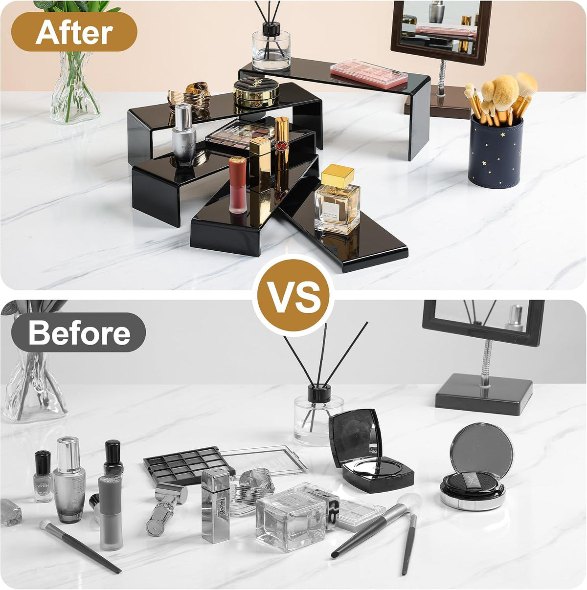 10 Pack Large Acrylic Display Stands, 2 Set(10”L~11”L~12”L) | Rectangular Display Stands, Acrylic Display Shelves for