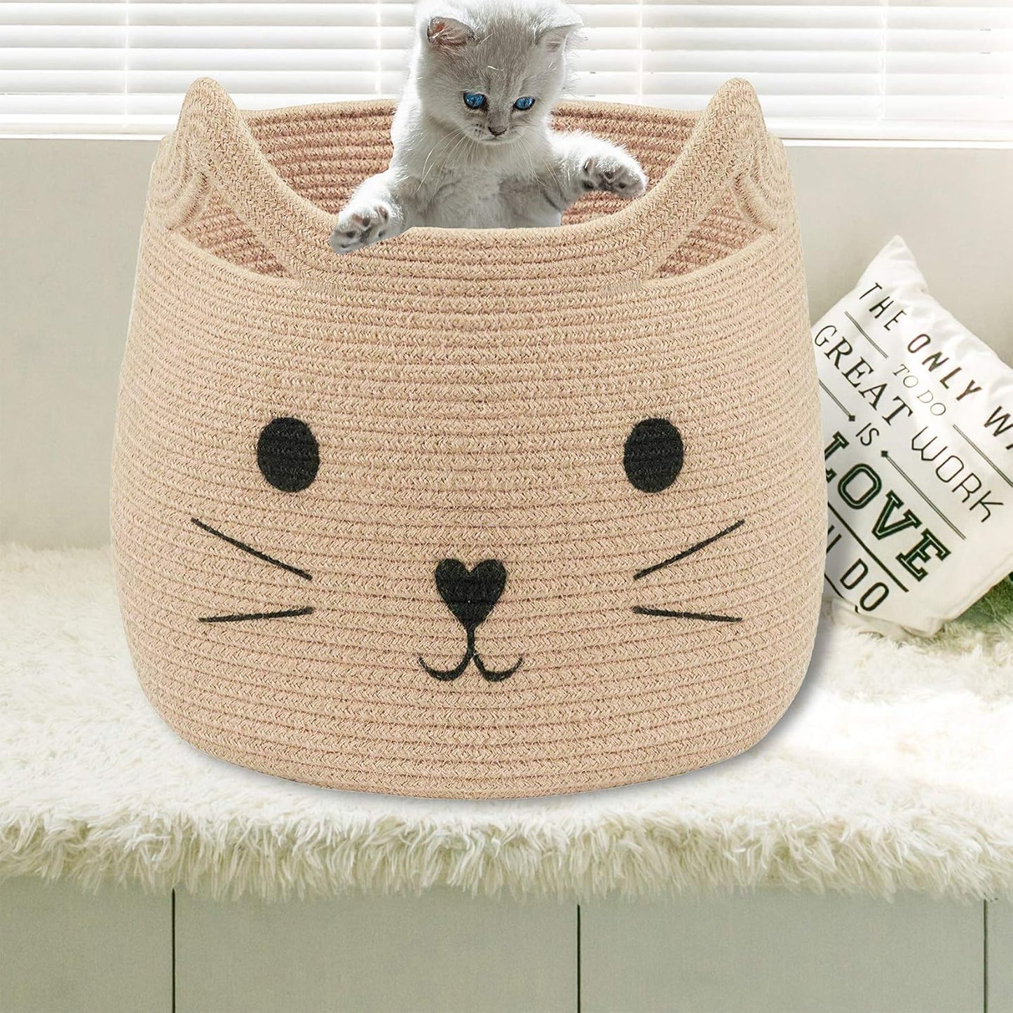 Animal Baskets Large Woven Cotton Rope Storage / Jute / Jute Cat
