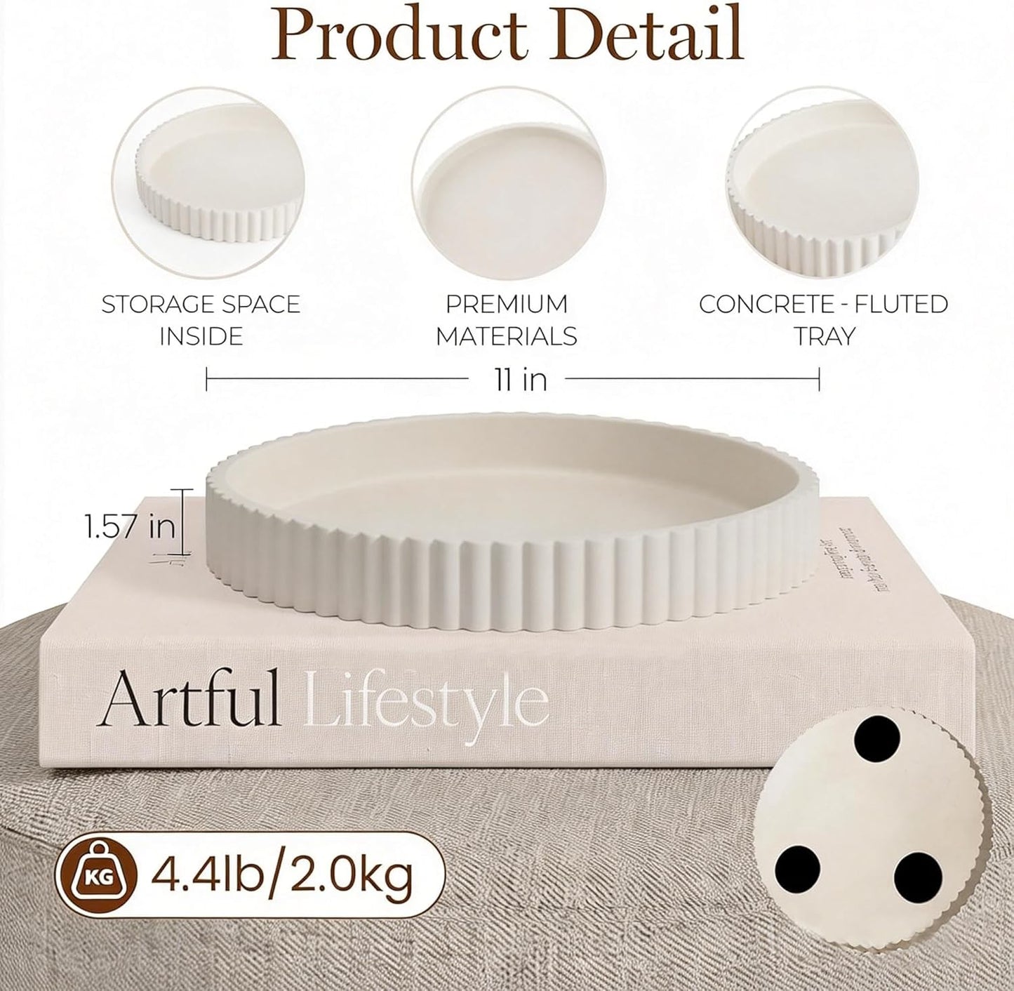 Round Decorative Trays & Coffee Table Tray / 11 Inch