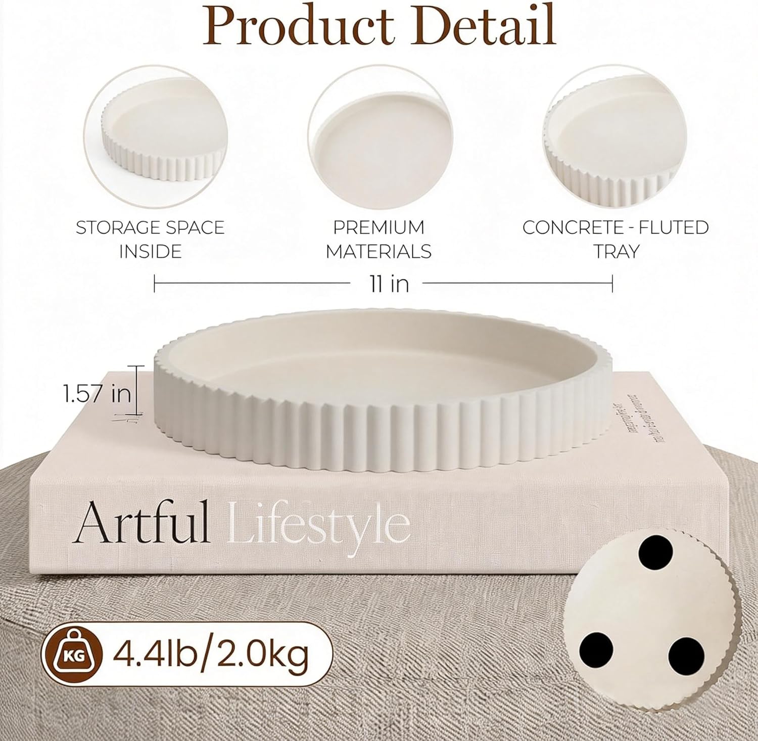 Round Decorative Trays & Coffee Table Tray / 11 Inch