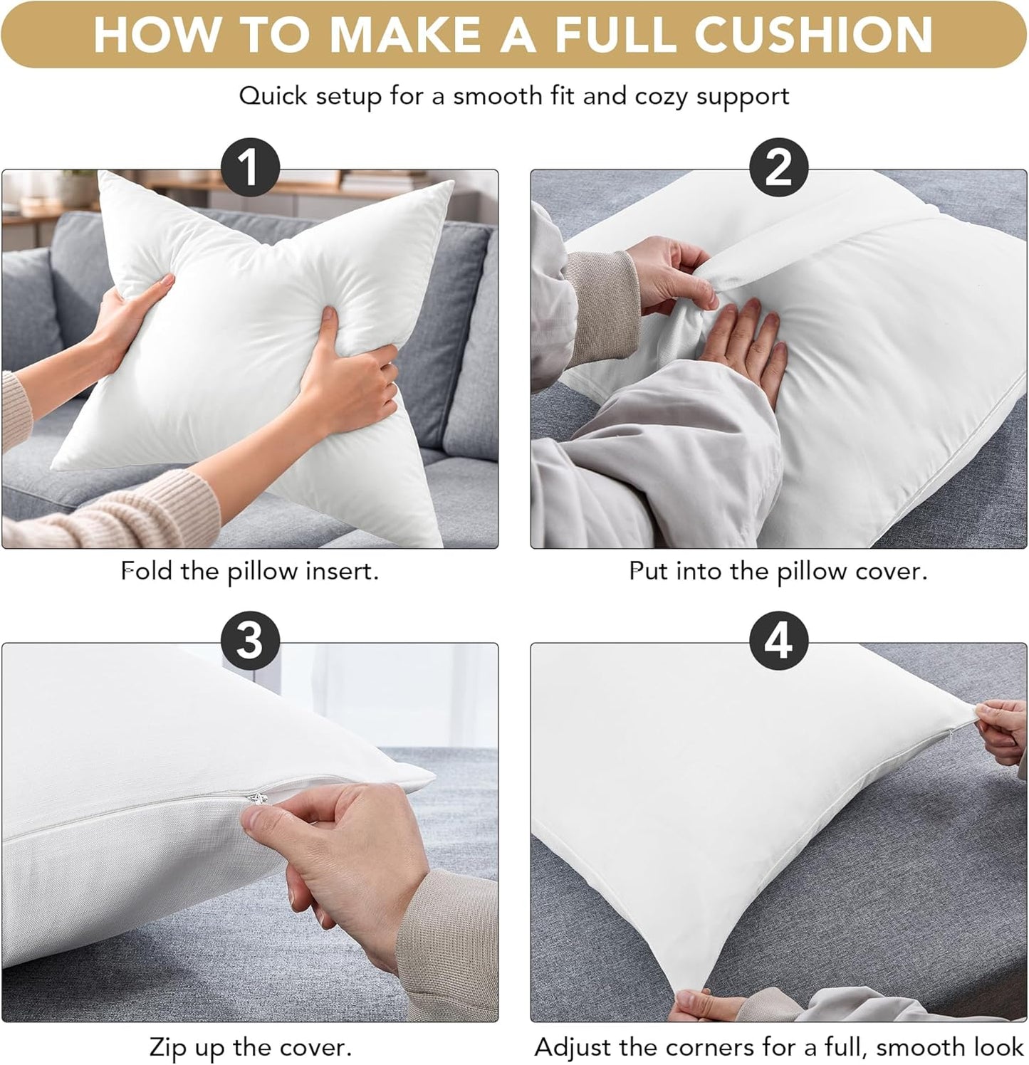 Covers Only No Insert / 18 x 18 / White / Set of 4