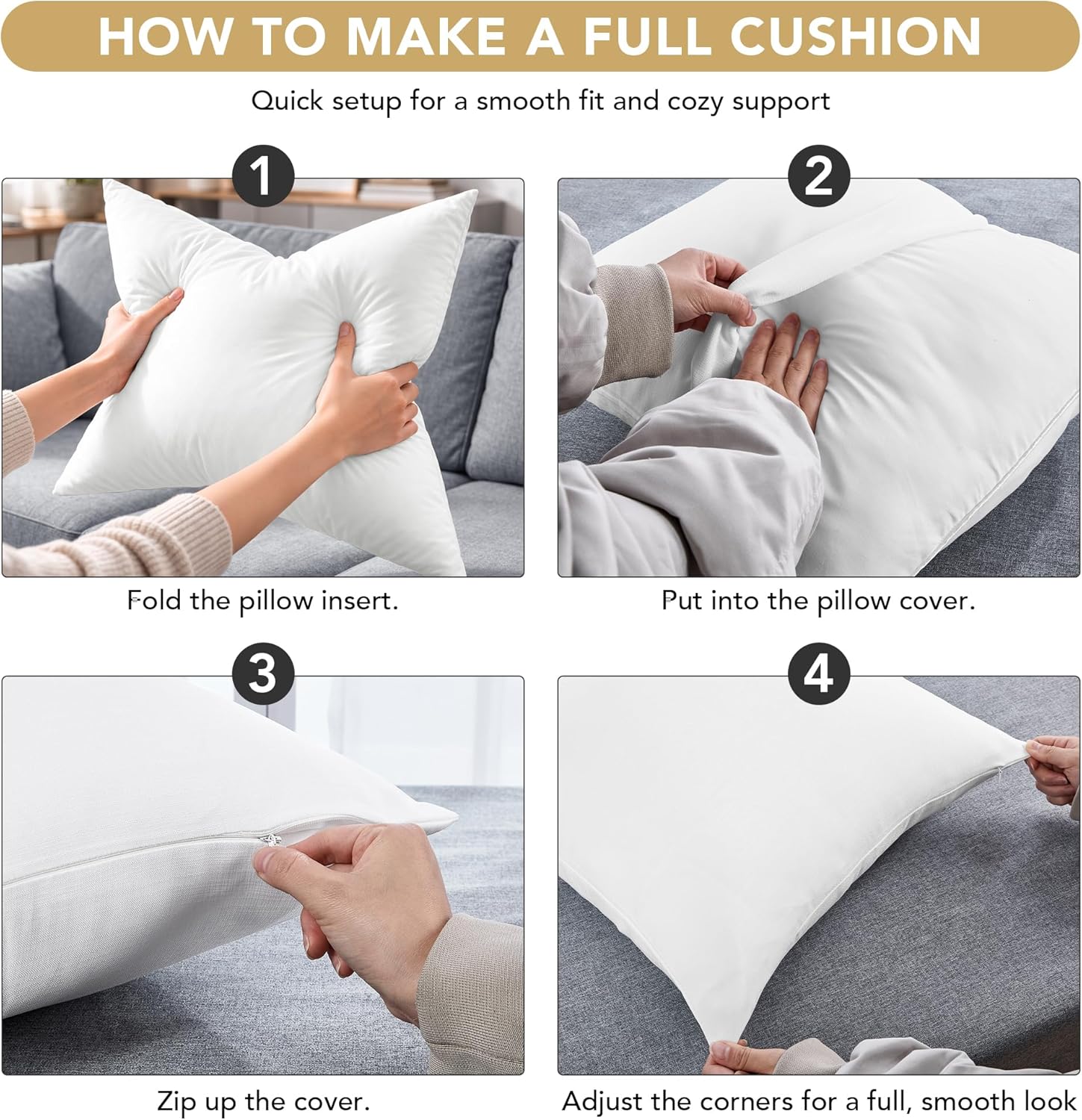 Covers Only No Insert / 18 x 18 / White / Set of 4