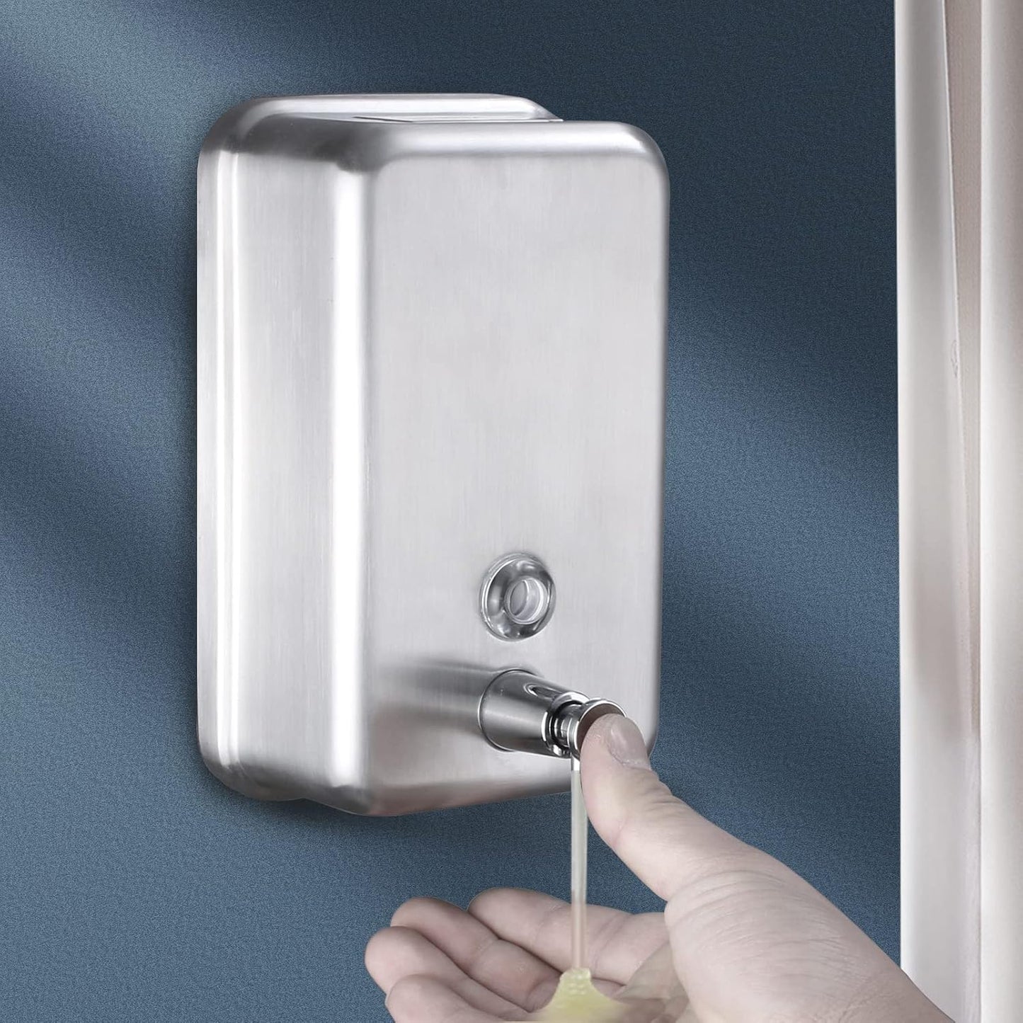 Commercial Soap Dispenser Wall Mount Stainless Steel, Vertical | Rust-Proof Lining and Anti-Leak Pump Liquid Hand