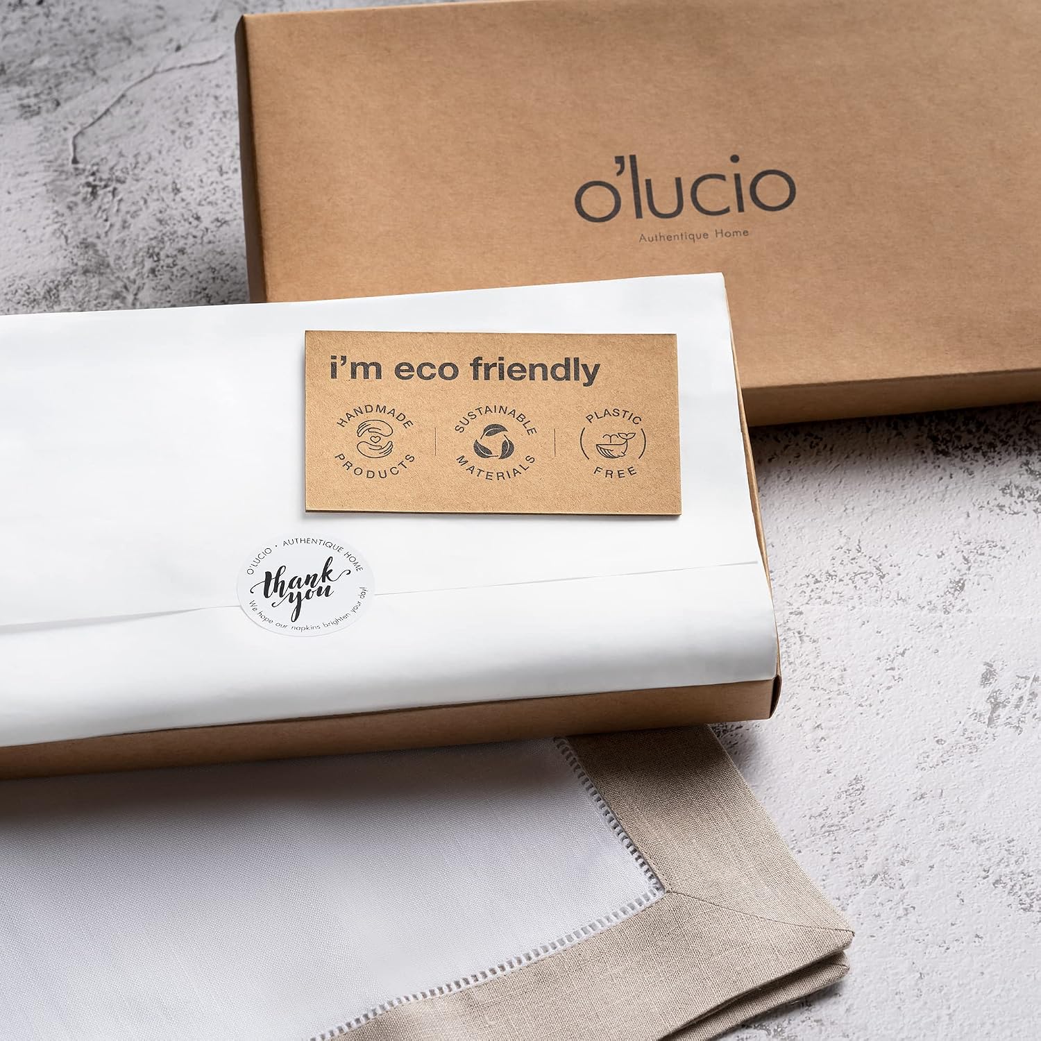 Linen Napkins 20 x 20 inch - 100% Pure Linen White and Natural Dinner Napkins Set of 4 - Hemstitch Napkins Cloth
