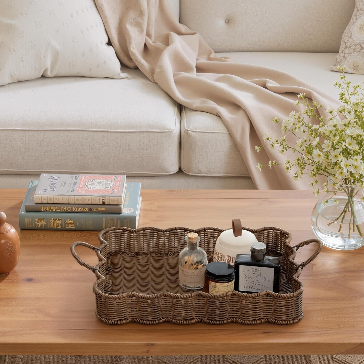 Woven Rattan Tray / Brown