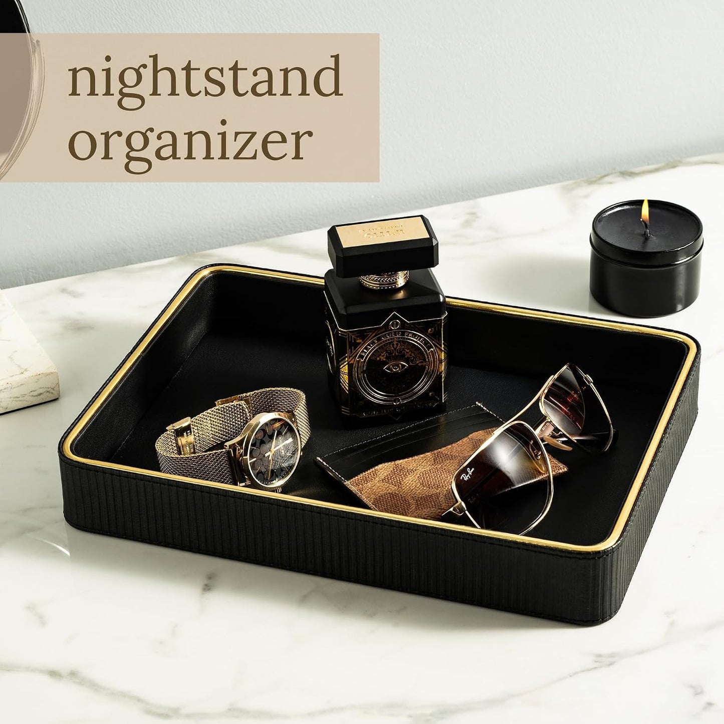 Cologne Tray / Mens Valet Catch All Trays / Black / 8 x 11 x 1.8