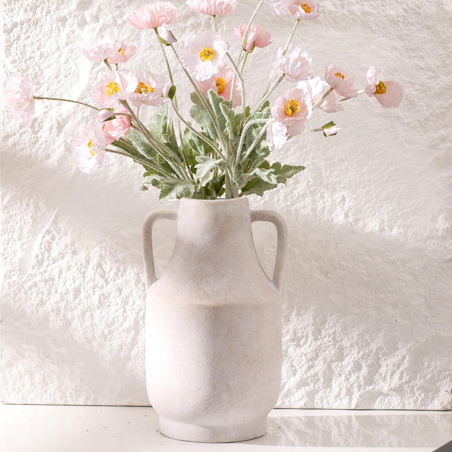 Ceramic Flower Vase / 11"h-antique / White / 11 Inch