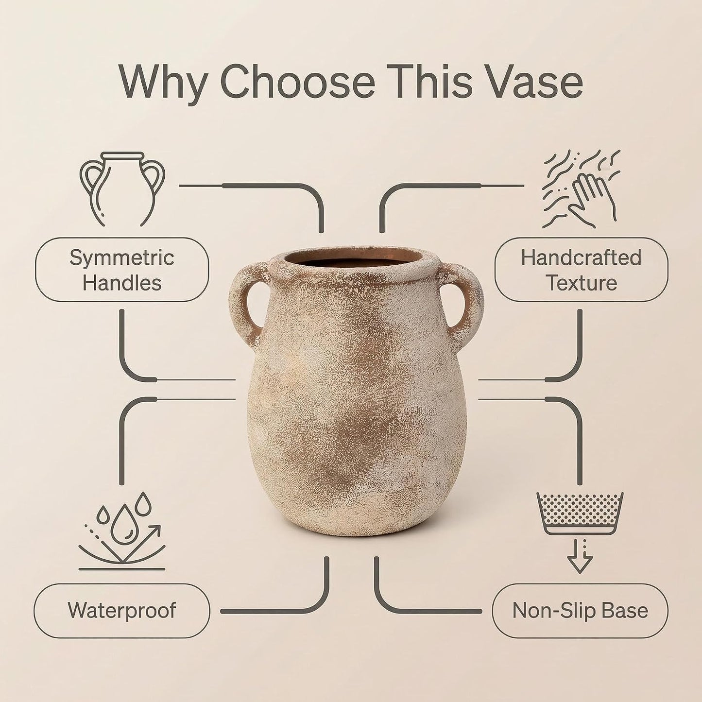 Rustic Farmhouse Vase / 002-terracotta / 7.9 Inch