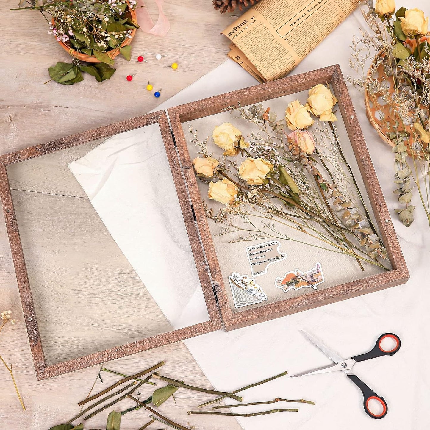 2 Packs 11x14 Shadow Box Frame with Linen Back - Sturdy Rustic Memory Display Case of Flower, Pictures, Medals and