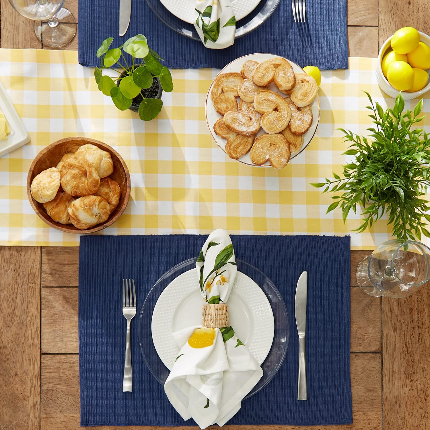 DII Basic Everyday Ribbed Tabletop 100% Cotton, Placemat Set, 13x19, Nautical Blue, 6 Piece