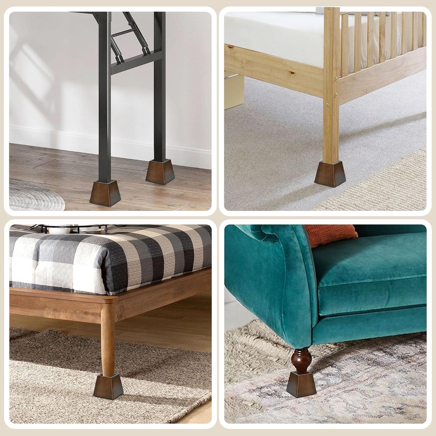 Wood Bed Risers (3 inch Pyramid)