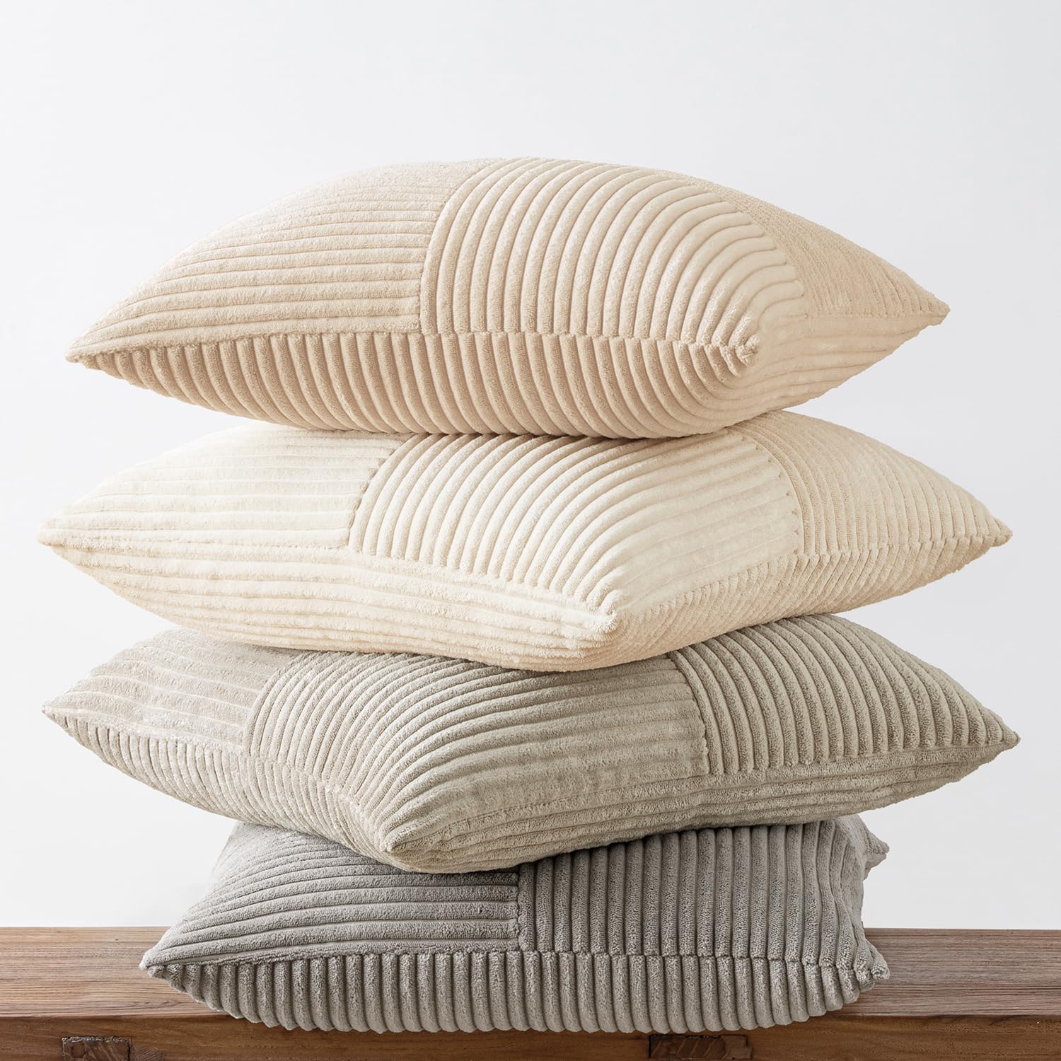 Decorative Throw Pillow Covers for Livingroom Couch Sofa Modern / 18 x 18 / Neutral / Set of 4