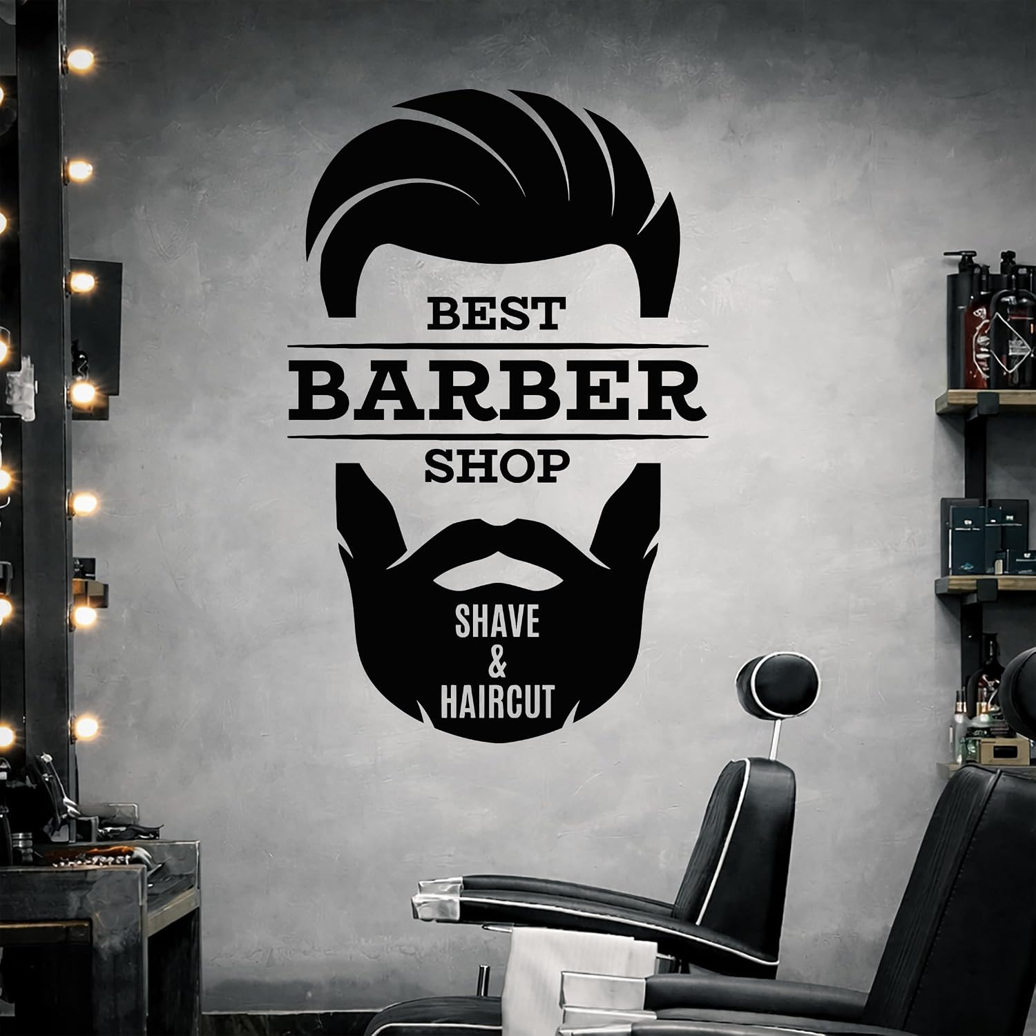 Vinyl Wall Decal Barber Shop Shave Haircut Hair Salon Logo Stickers Mural Large / 28.5 x 45 / L In