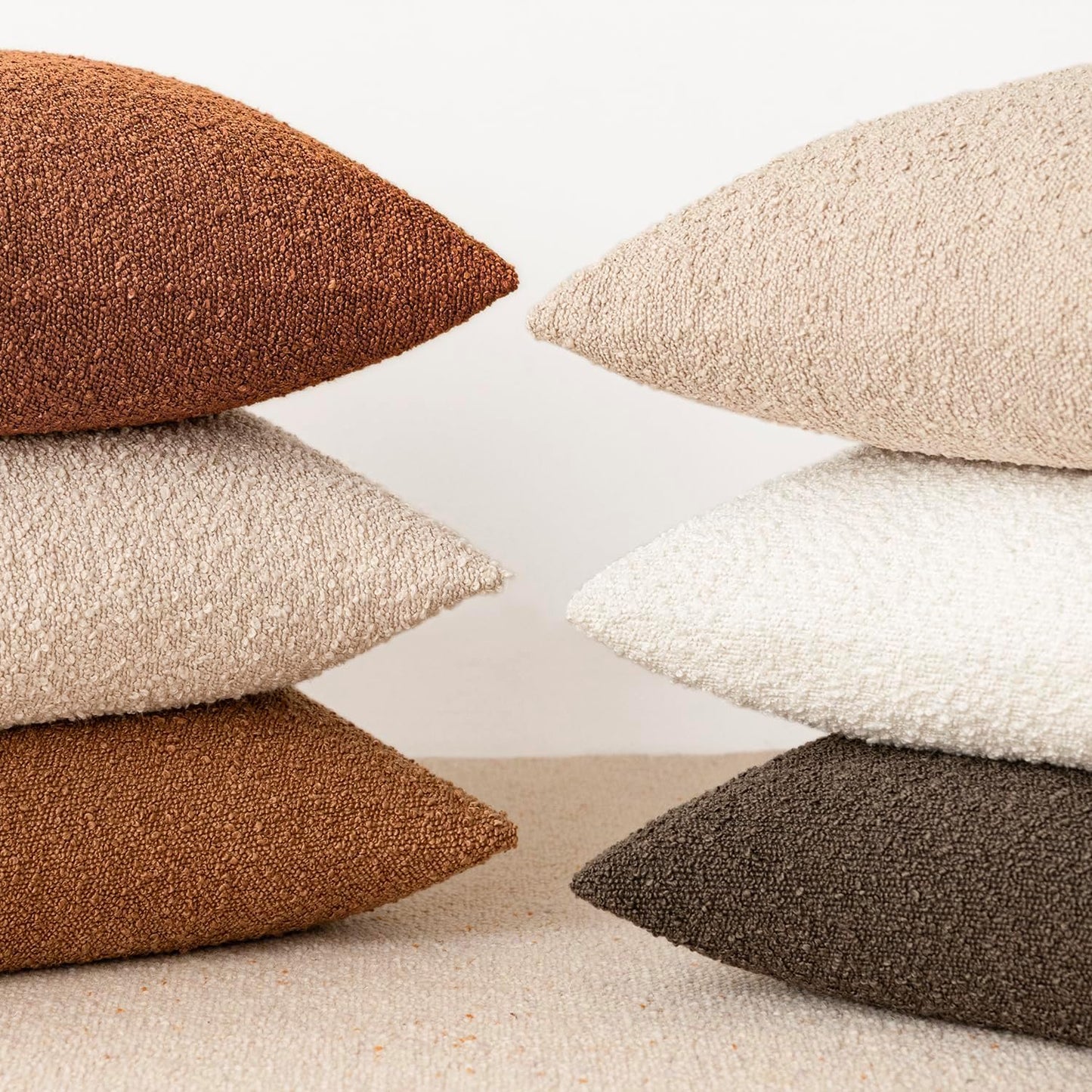 Textured Boucle Throw Pillow Covers Accent Solid Pillow Cases Soft / 18 x 18 / Autumnal / Set of 2