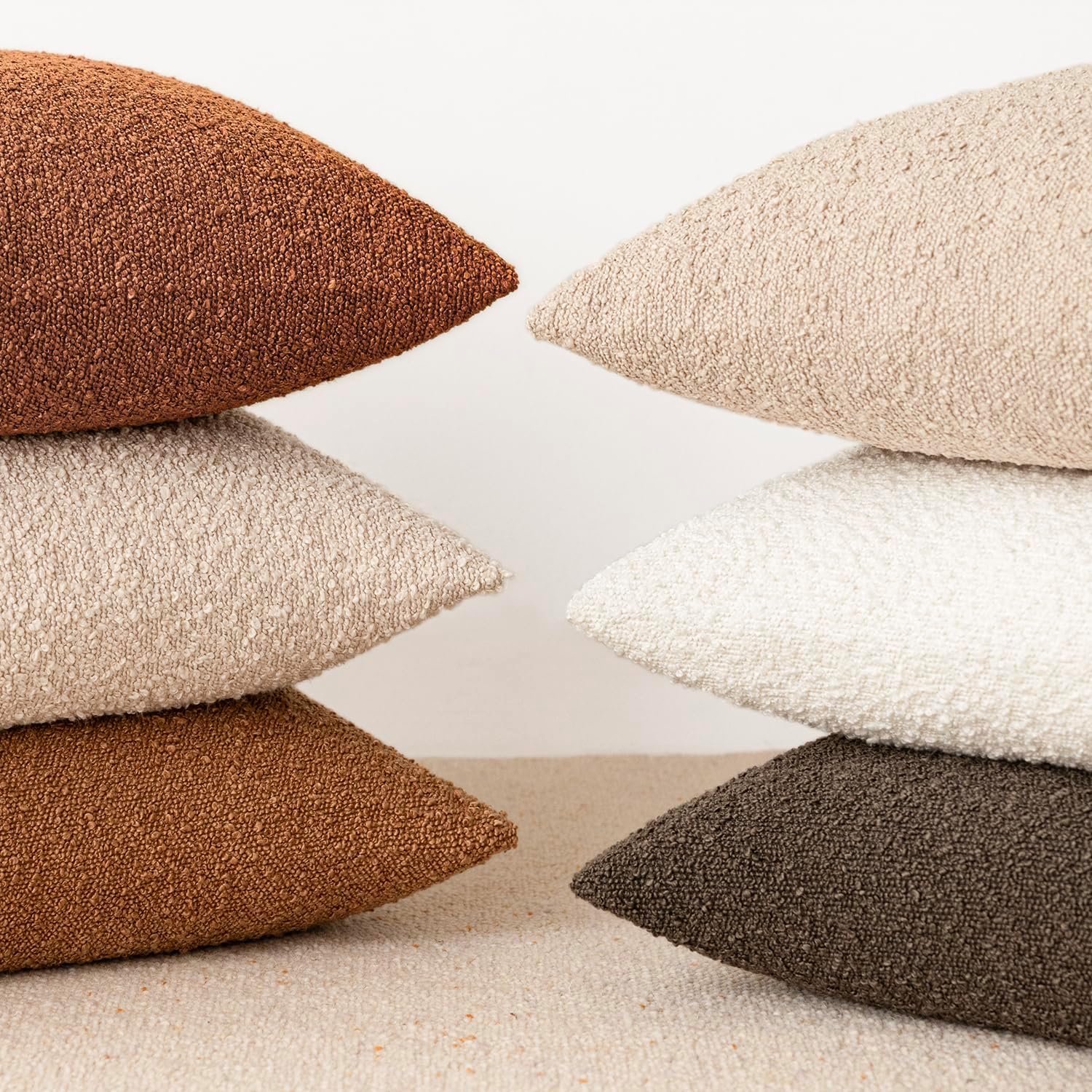 Textured Boucle Throw Pillow Covers Accent Solid Pillow Cases Soft / 18 x 18 / Autumnal / Set of 2