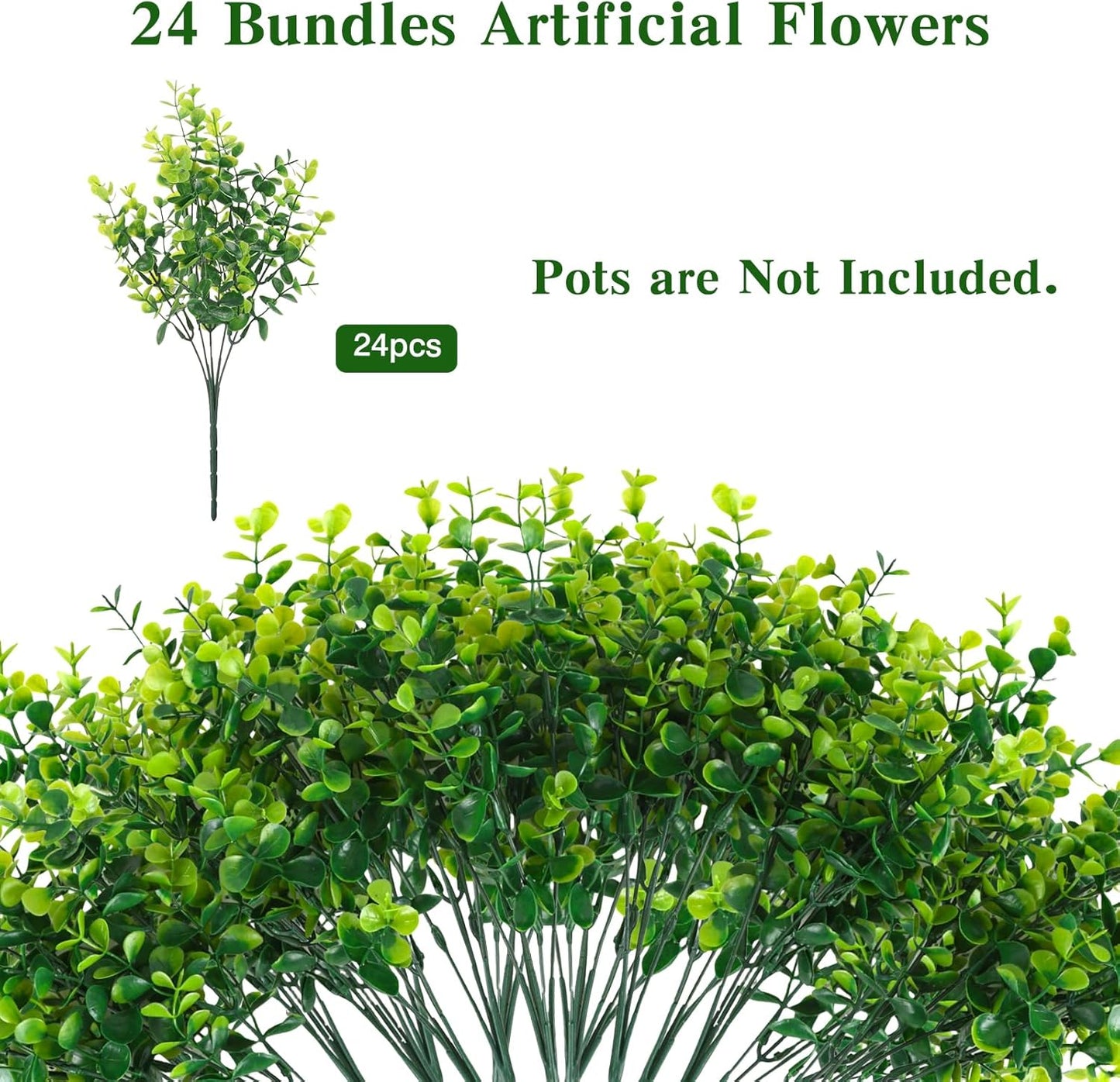 Artificial Boxwood Stems Artificial Plants / Green Boxwood / Set of 24
