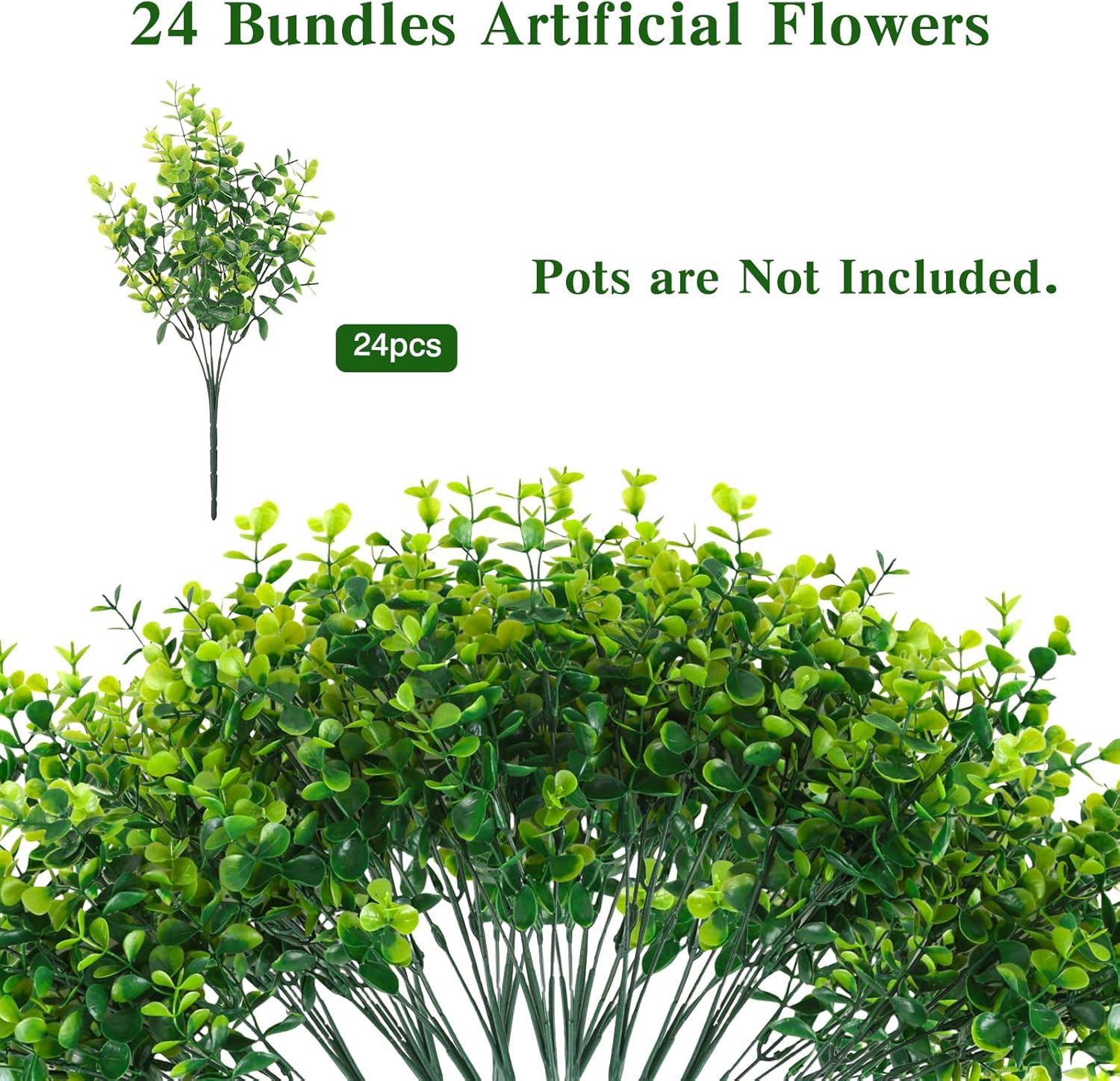 Artificial Boxwood Stems Artificial Plants / Green Boxwood / Set of 24