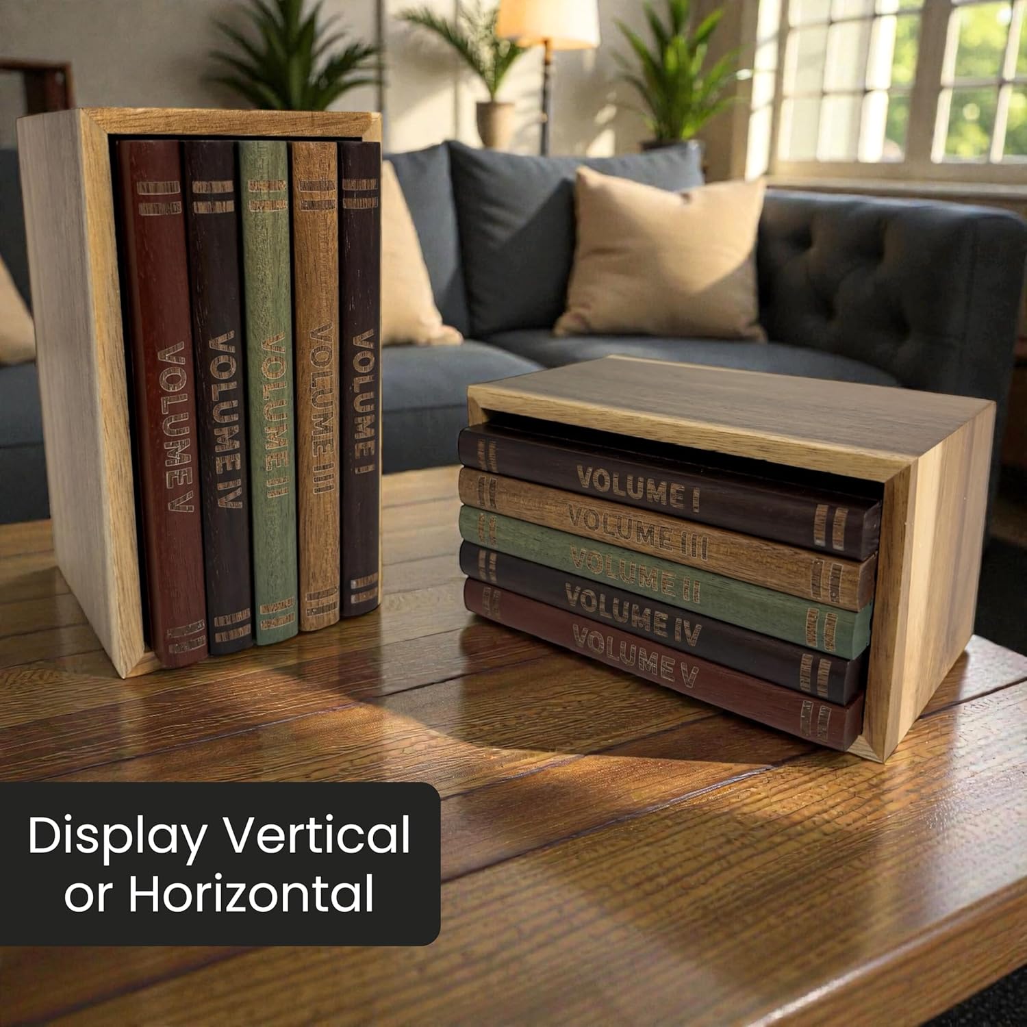 Wooden Stand / Book-Style Decorative Drink Coasters / Set of 5