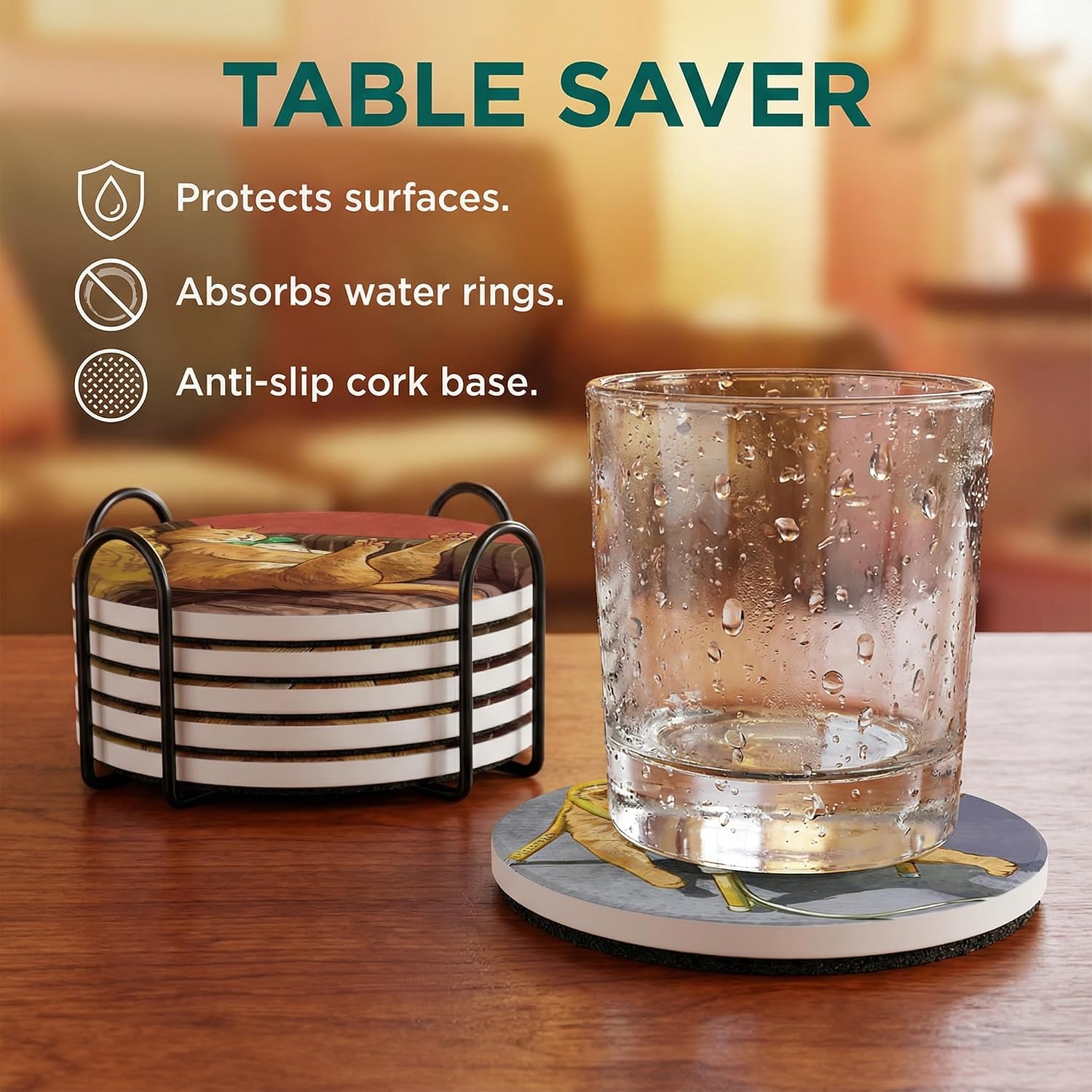 Iron Holder / Coasters Absorbent Ceramic / Set of 6