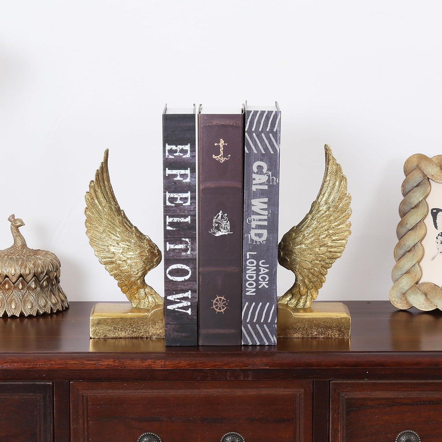 Vintage Gold Bookends / Gold Angel Wings