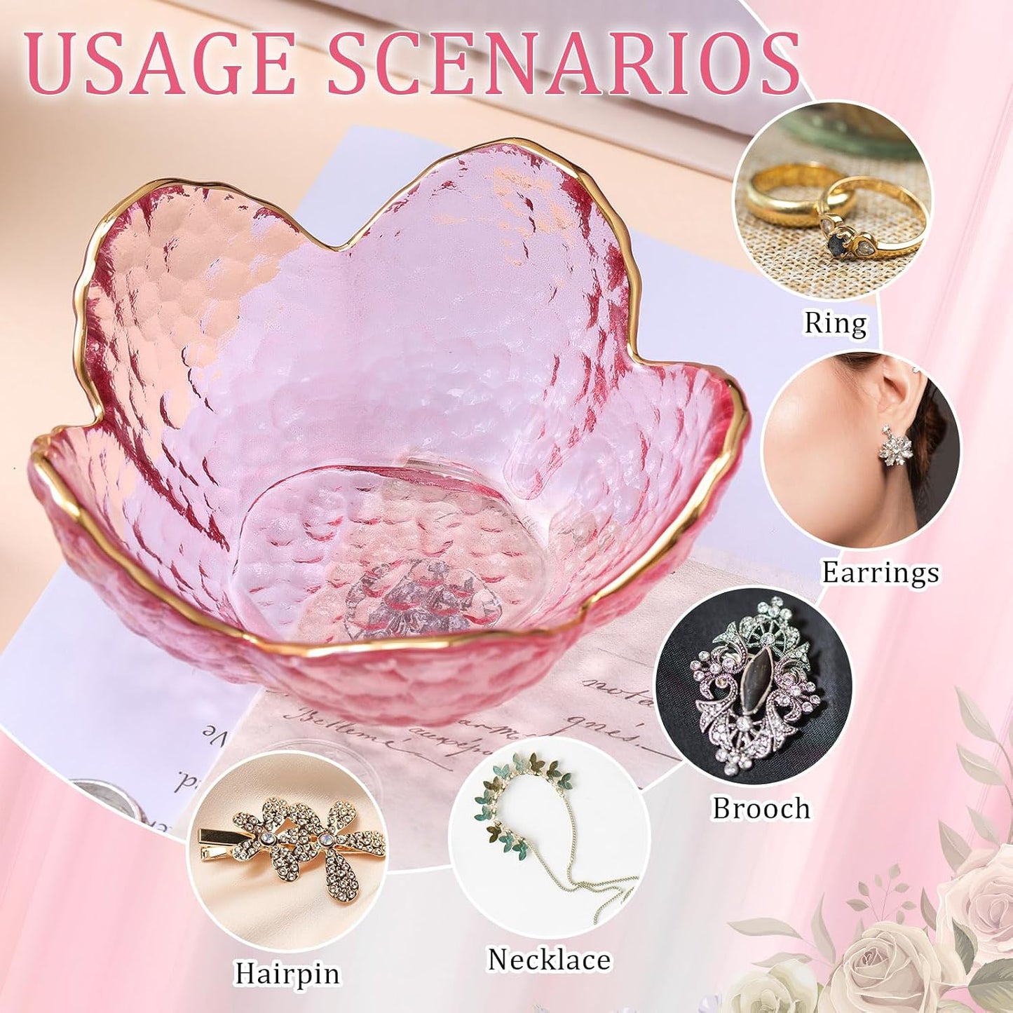 Box Greeting Card Small Glass Trinket Dish Tray for Earrings / Purple / Set of 8