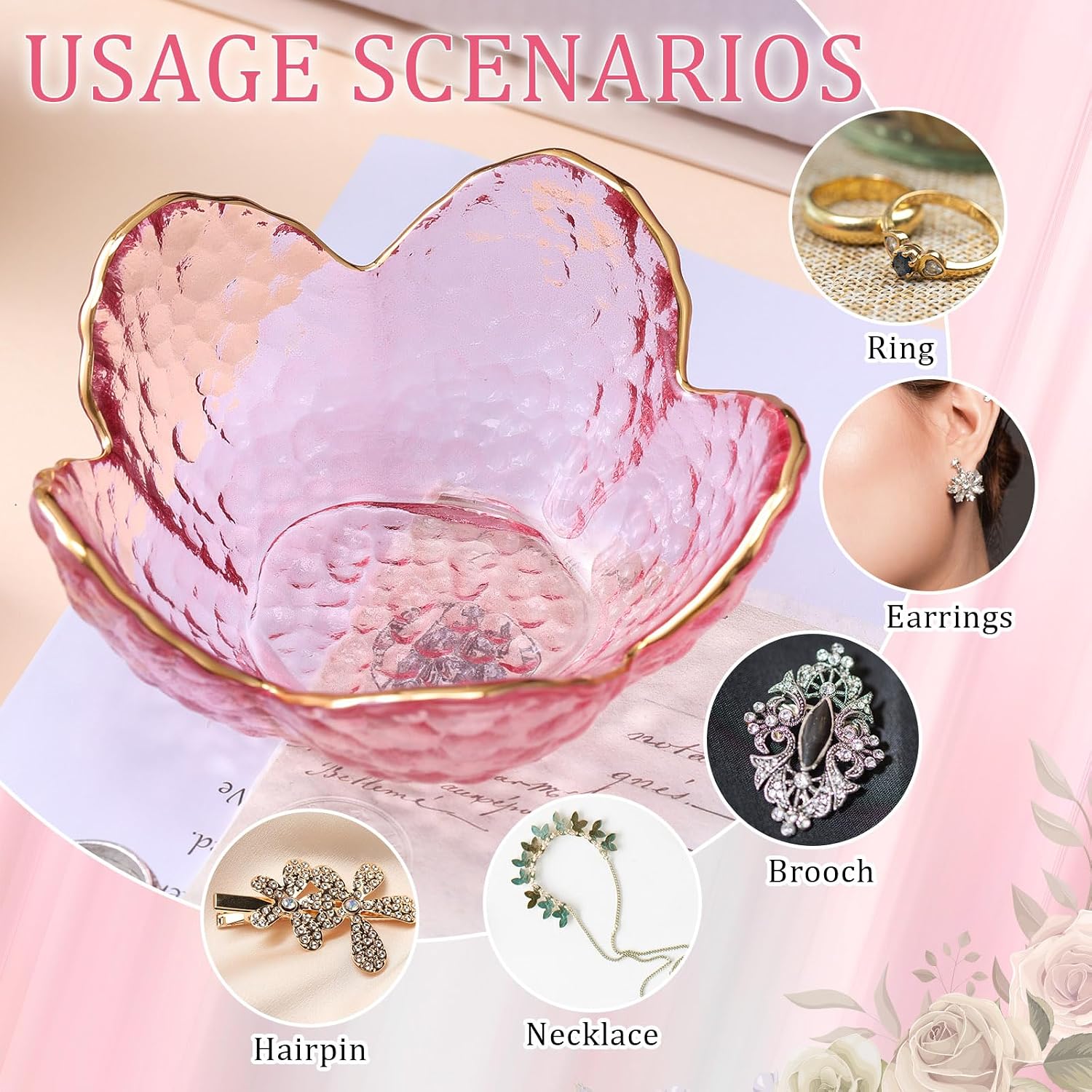 Box Greeting Card Small Glass Trinket Dish Tray for Earrings / Purple / Set of 8