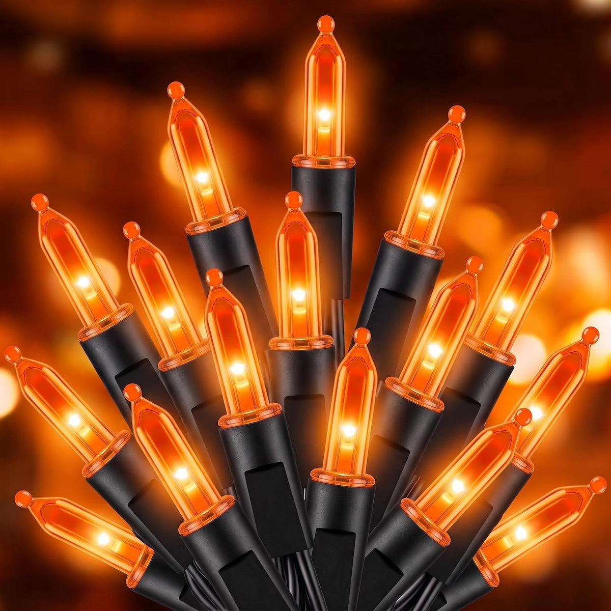 LED Orange Halloween Lights Indoor Outdoor, 33FT 100LED Mini String Lights
