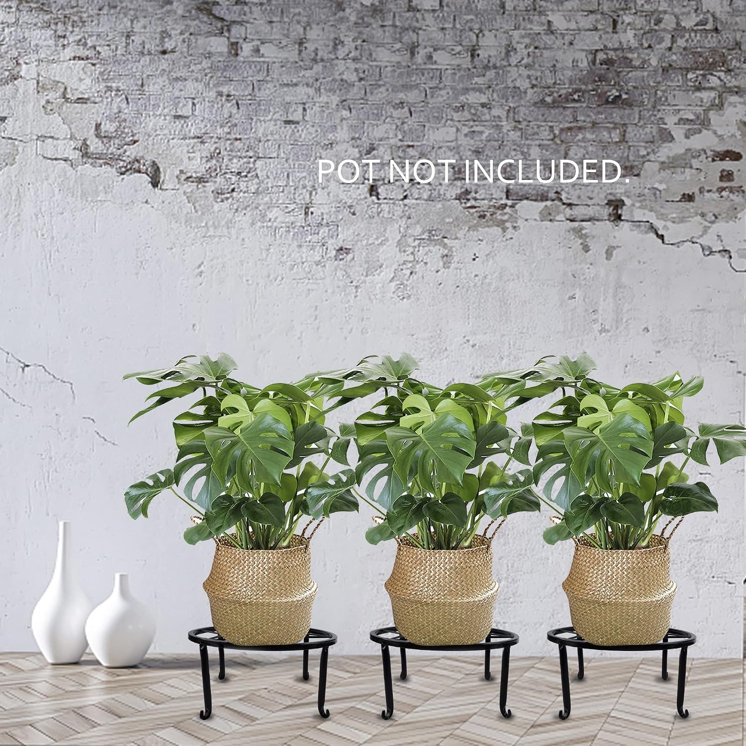 yosager 4 Pack Metal Plant Stands for Flower Pot, Heavy Duty Black Iron Potted Stand Holder, Indoor Outdoor Rustproof