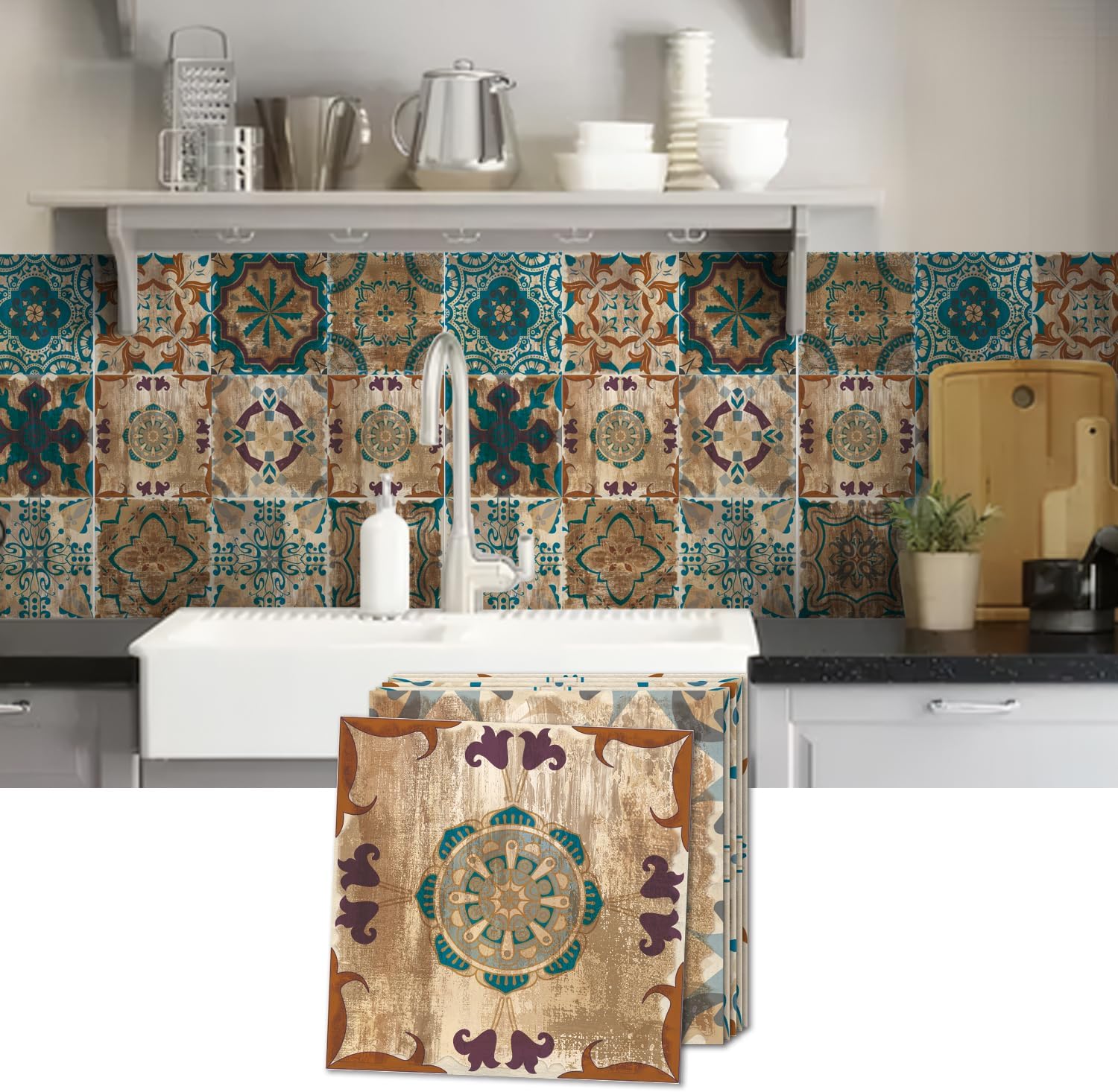2D Sticker / Brown Morocco / 5.91IN / Set of 24