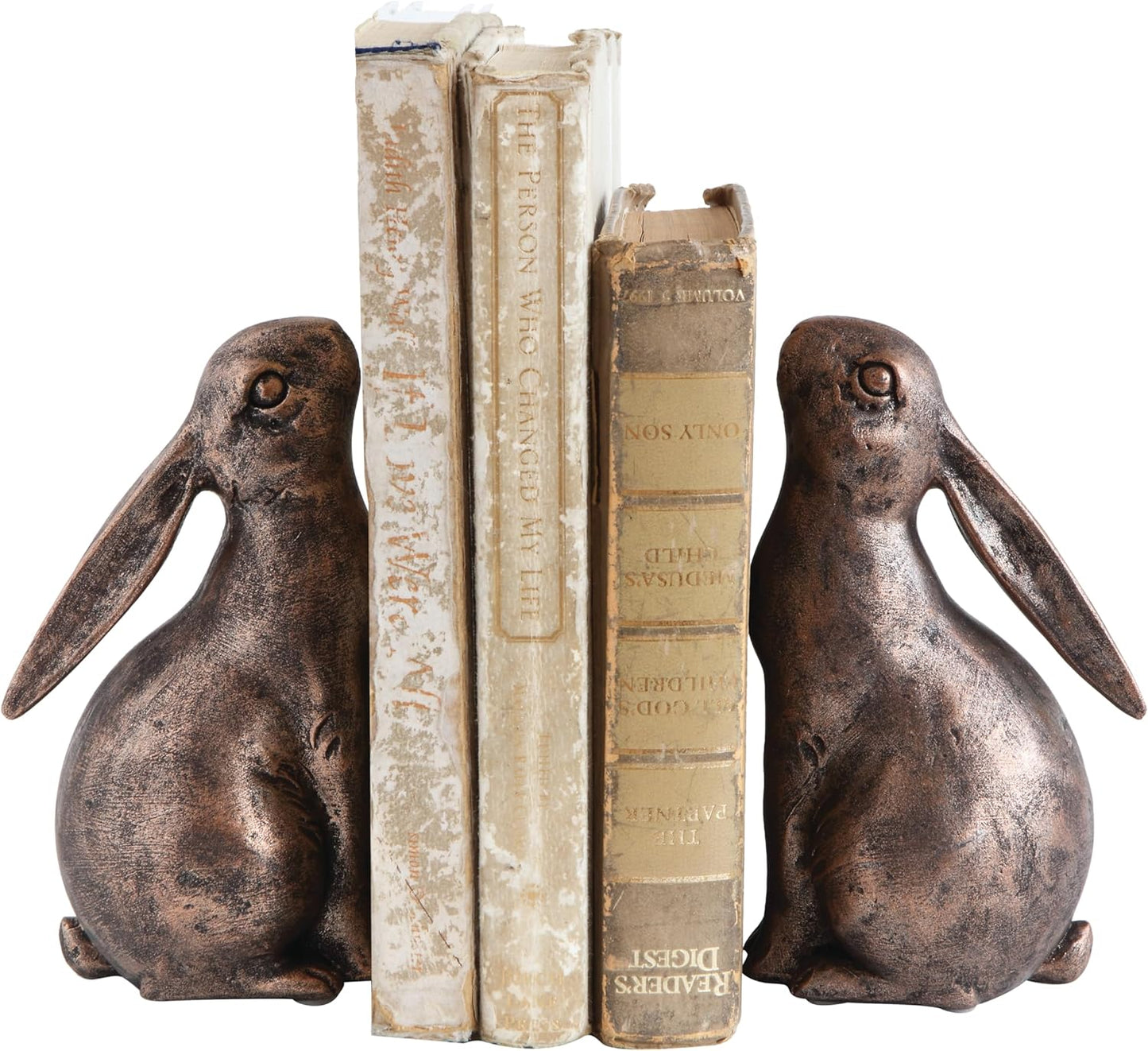 Decorative Resin Rabbit Bookends / Bronze Color