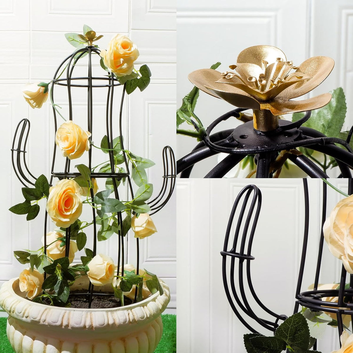 8”x28” Metal Obelisk Trellis for Climbing Plants & Garden Decor | Stylish Metal Plant Support for Climbing Vines &