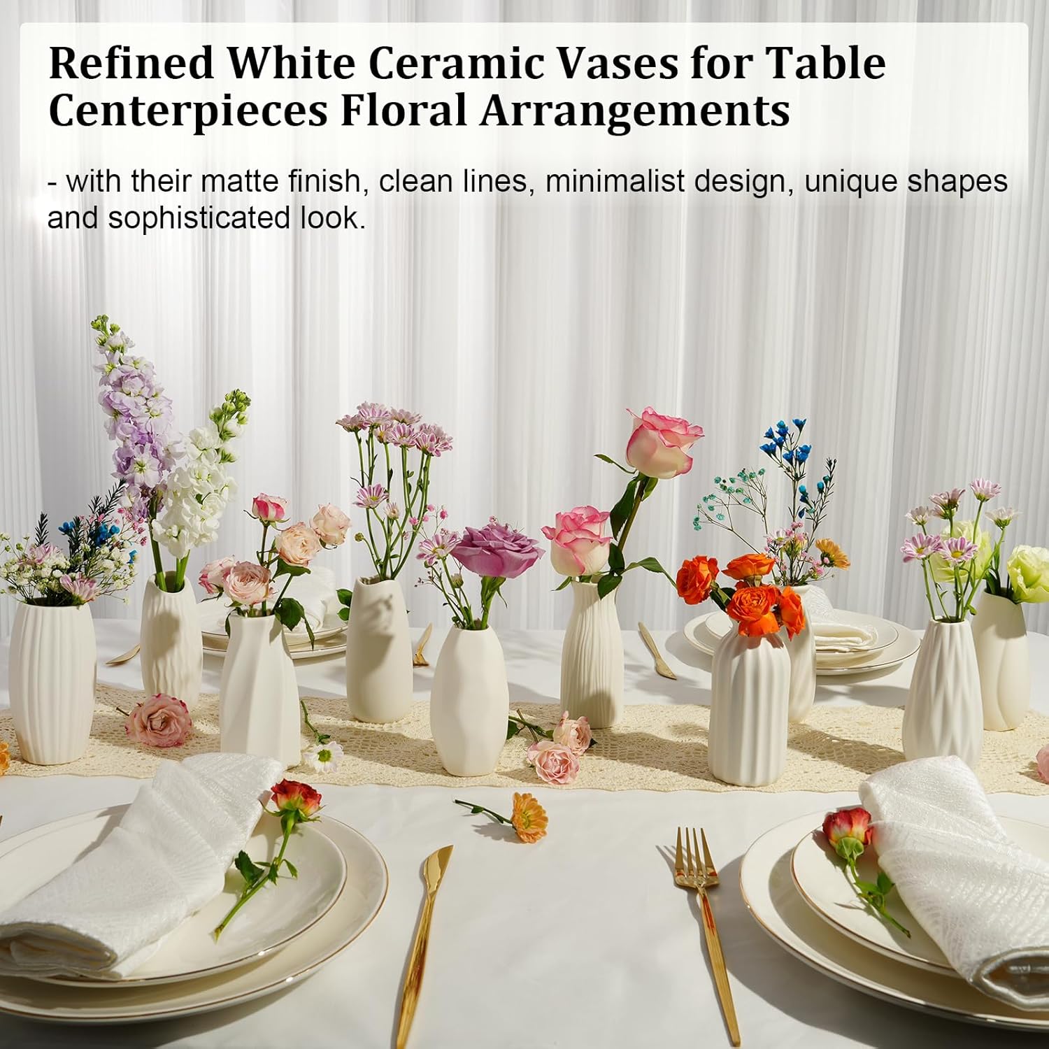 Ceramic Bud Vases / Small / White / Set of 24