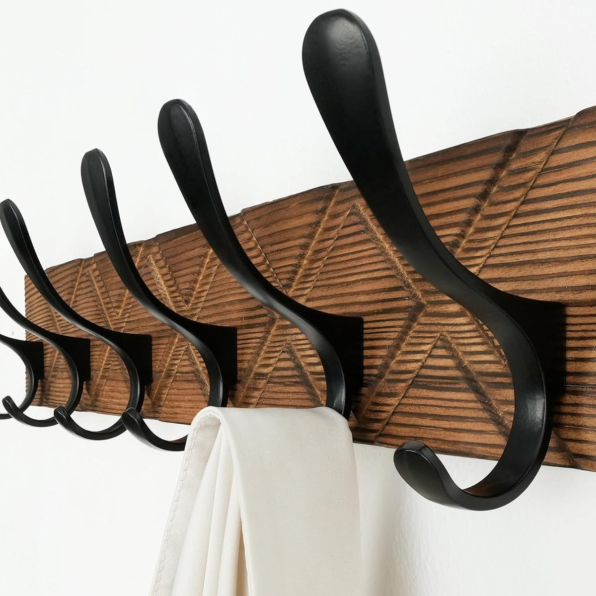 SKOLOO Coat Rack Wall Mount - Antique Wooden Carved- X Cross Coat Hook,Pack of 2, Wall Coat Hanger with 6 Hooks for