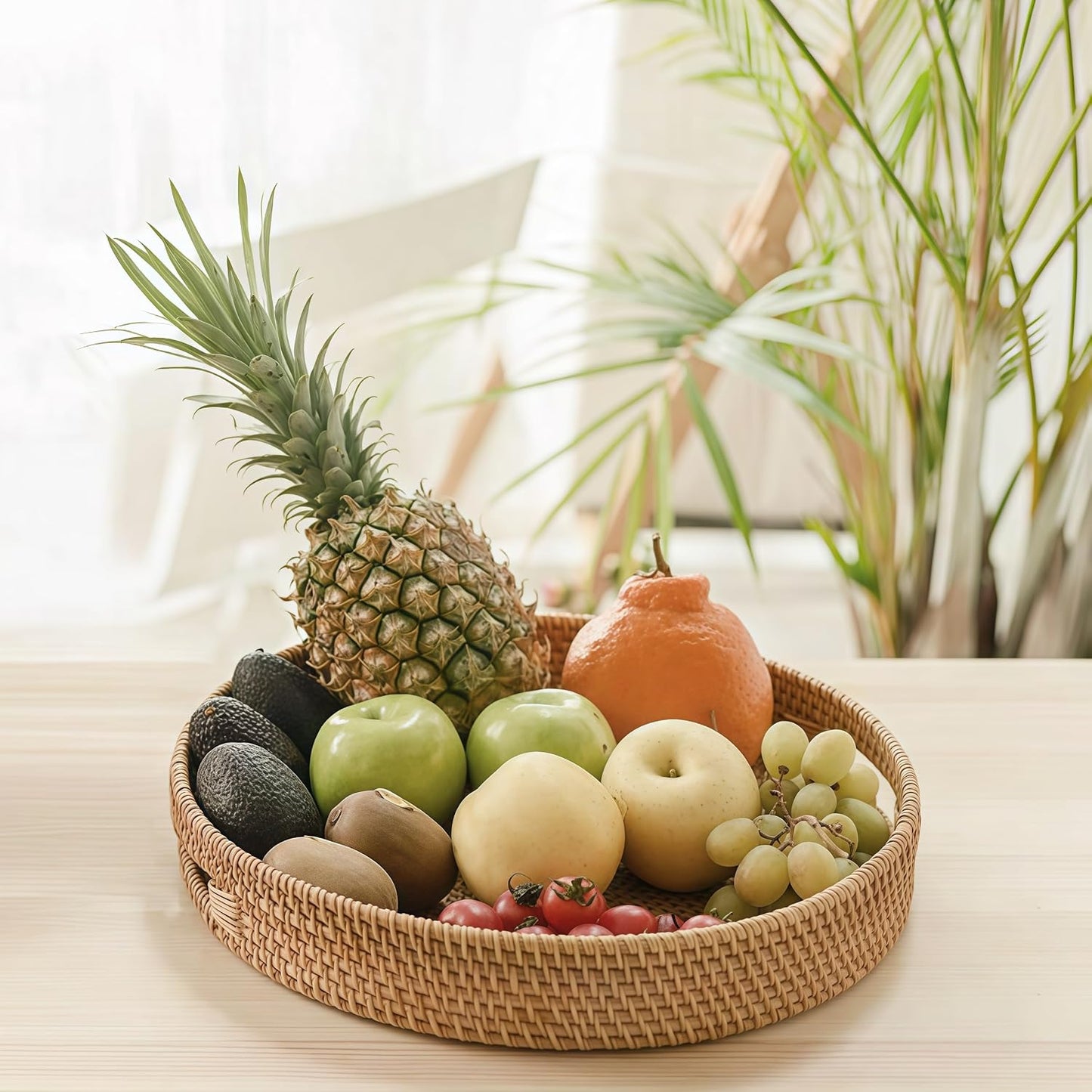 Round Rattan Tray / Natural / 11.8