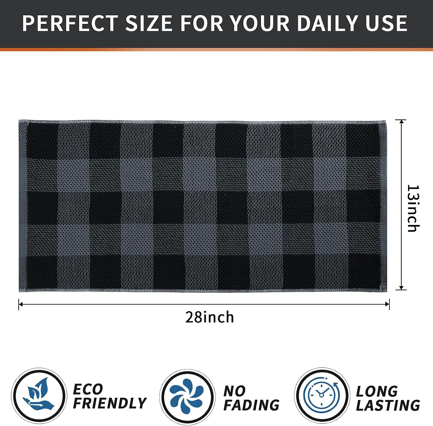 Mordimy Cotton Waffle Weave Kitchen Towels, 13"x 28", 8 Pack, Black & Grey | Super Soft and Absorbent Buffalo Check