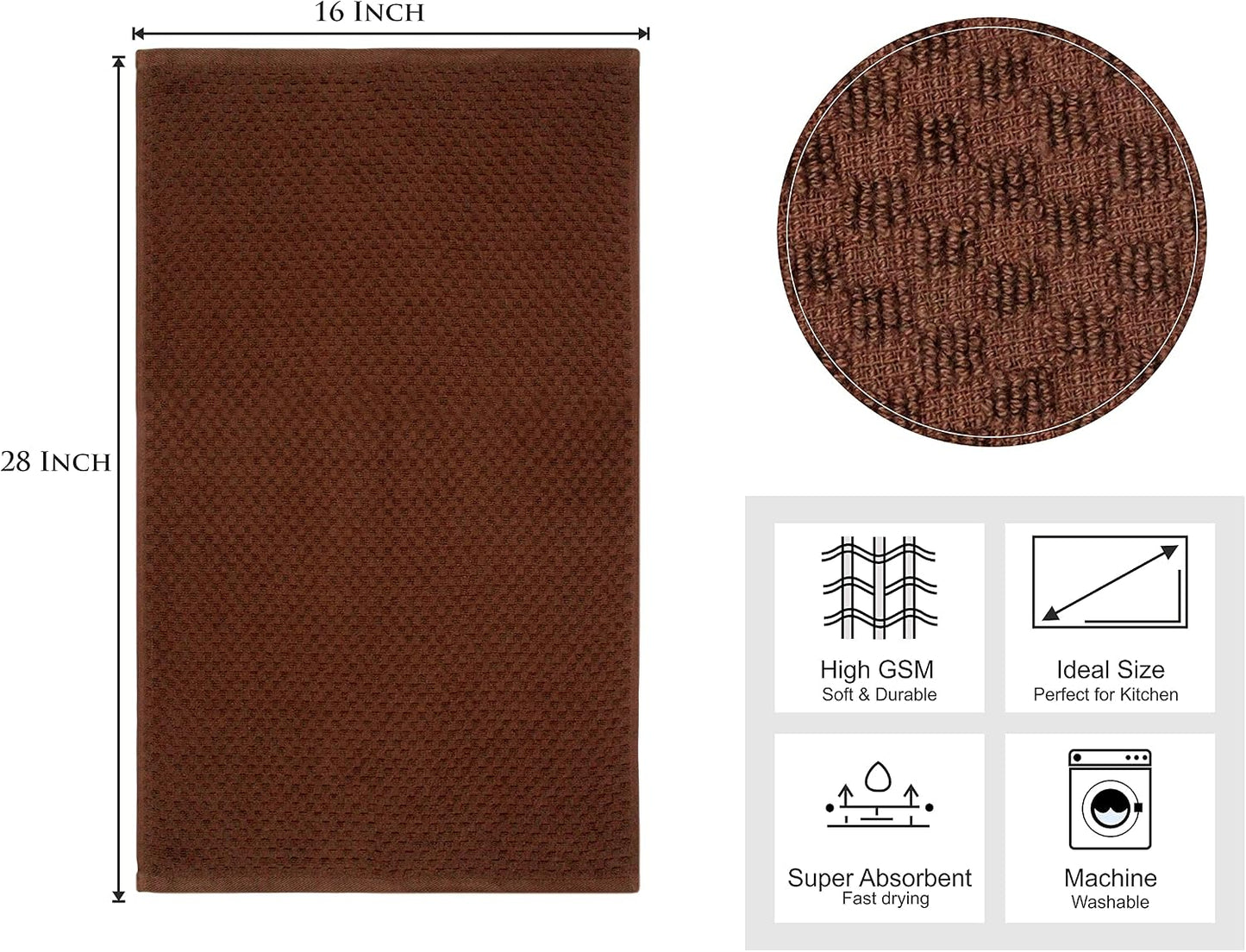 COTTON CRAFT Amazing Kitchen Towel - 12 Pack 100% Cotton Waffle Terry Towel | Chocolate - 16x28 Euro Café Waffle Weave